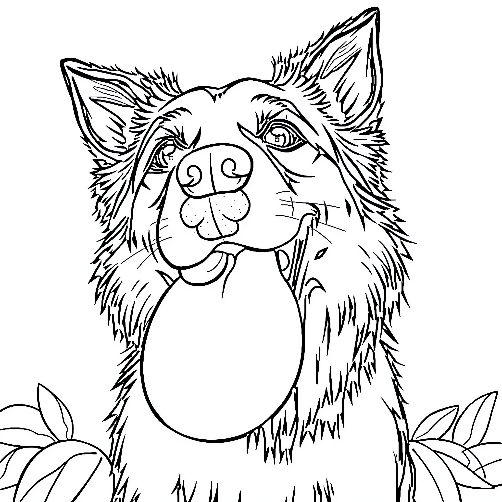 Dog enjoying the outdoors in a natural setting Coloring Page (free black-and-white line drawing printable PDF for all, from beginners to advanced learners, including children, teens, adults, and seniors)