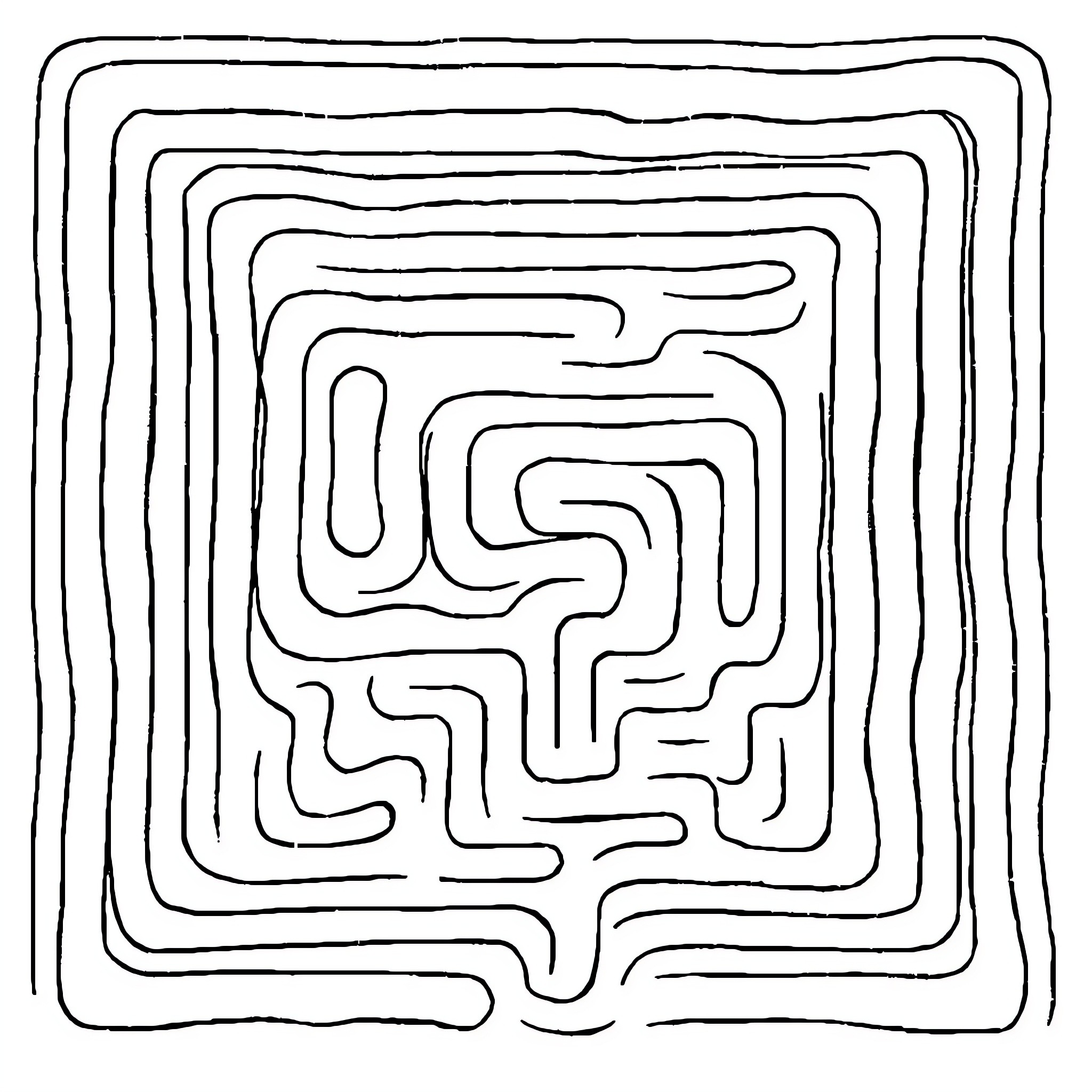 Labyrinth of Intricate Pathways Coloring Page (free black-and-white line drawing printable PDF for all, from beginners to advanced learners, including children, teens, adults, and seniors)