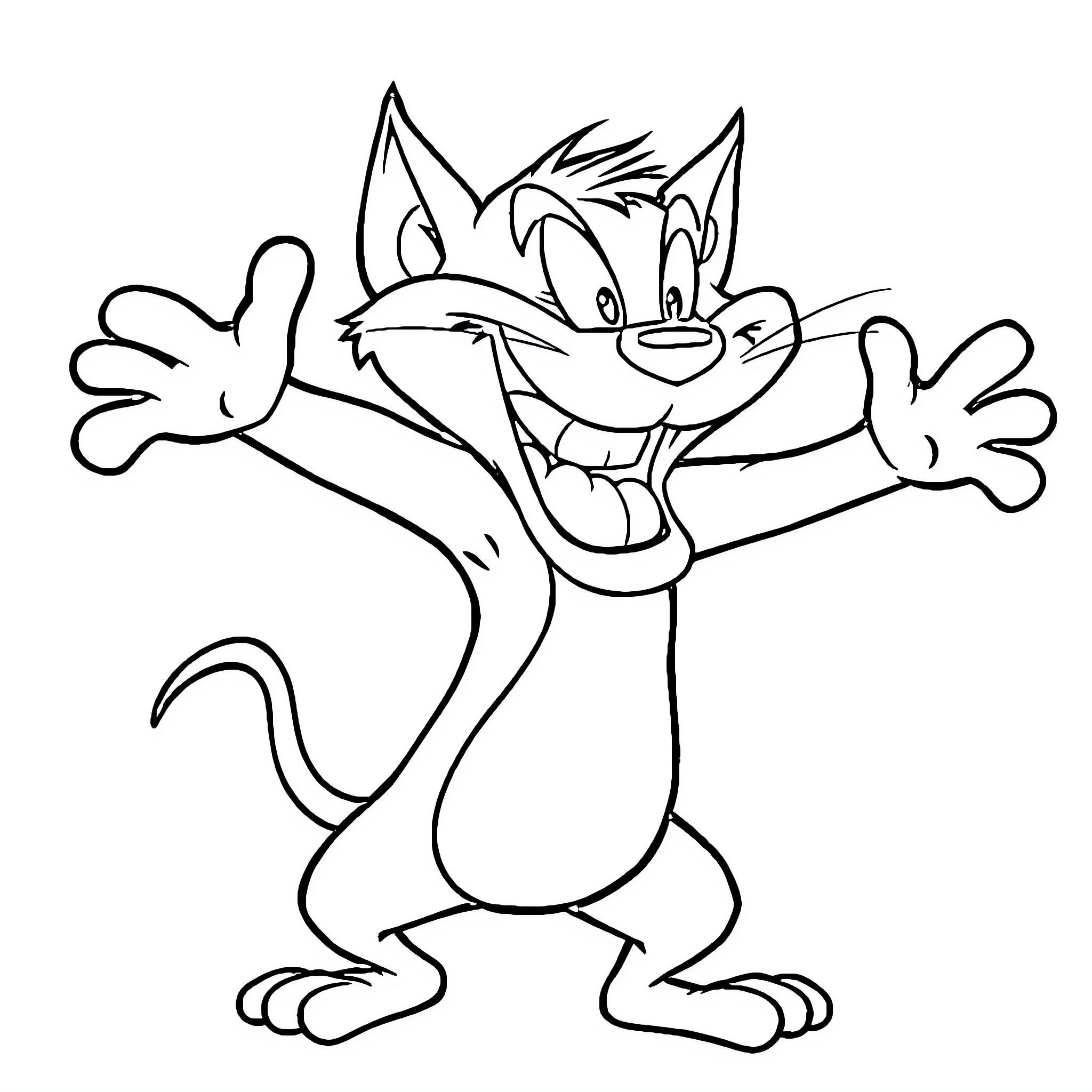 Taz the Tasmanian Devil in Mischievous Pose Coloring Page (free black-and-white line drawing printable PDF for all, from beginners to advanced learners, including children, teens, adults, and seniors)