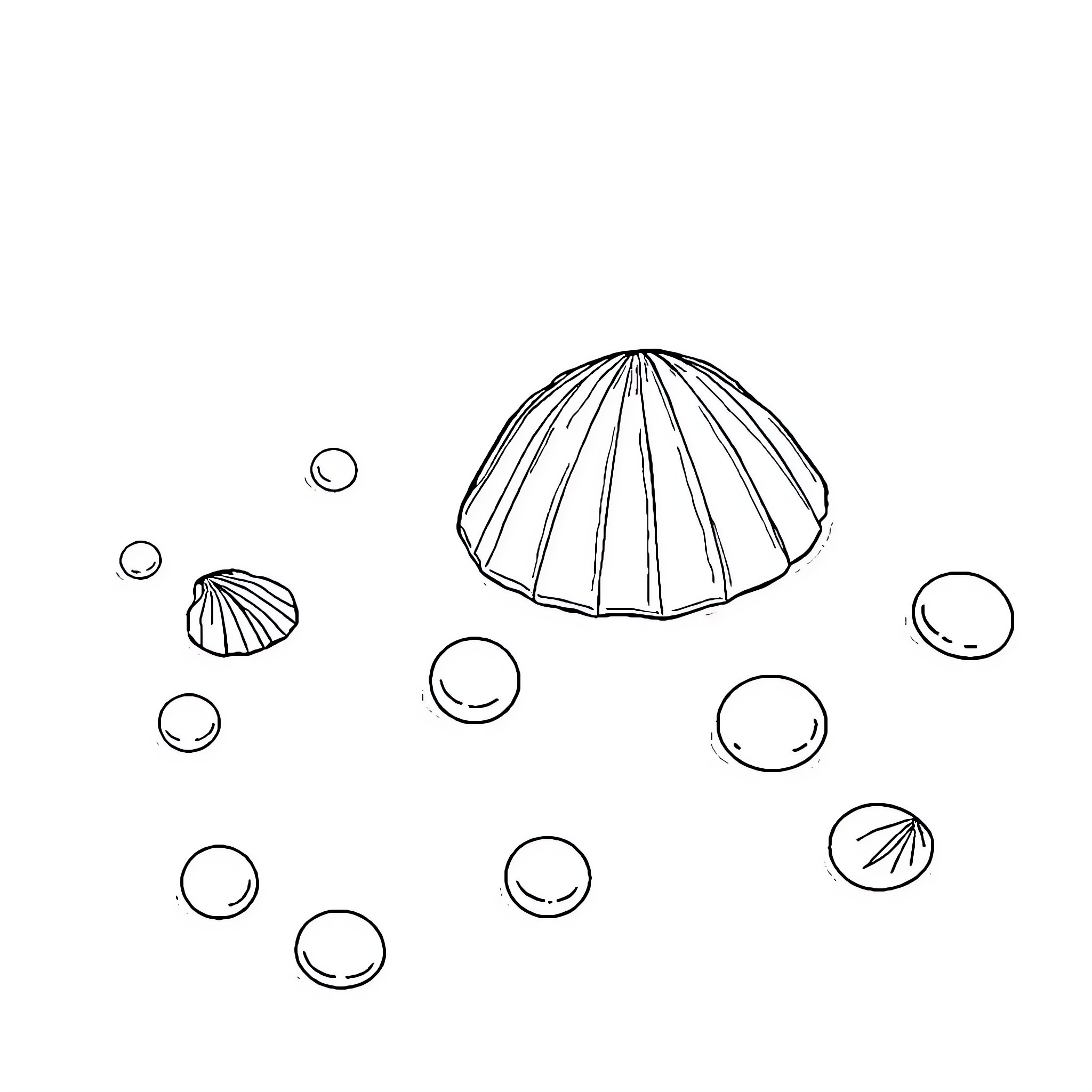 Seashell design with simple shapes Coloring Page (free black-and-white line drawing printable PDF for all, from beginners to advanced learners, including children, teens, adults, and seniors)