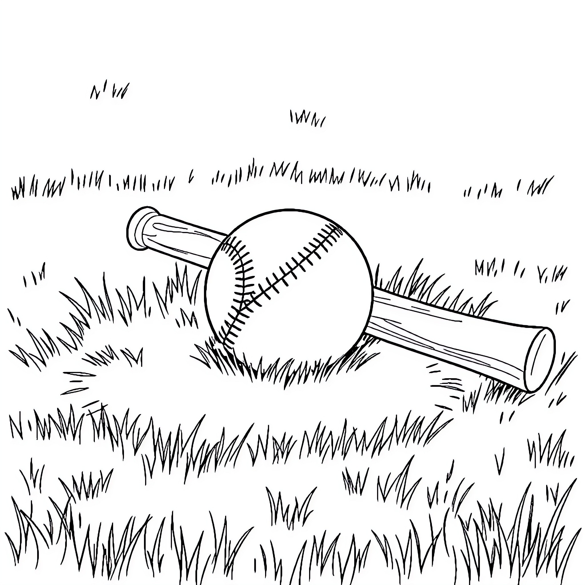 Baseball game in the park Coloring Page (free black-and-white line drawing printable PDF for all, from beginners to advanced learners, including children, teens, adults, and seniors)