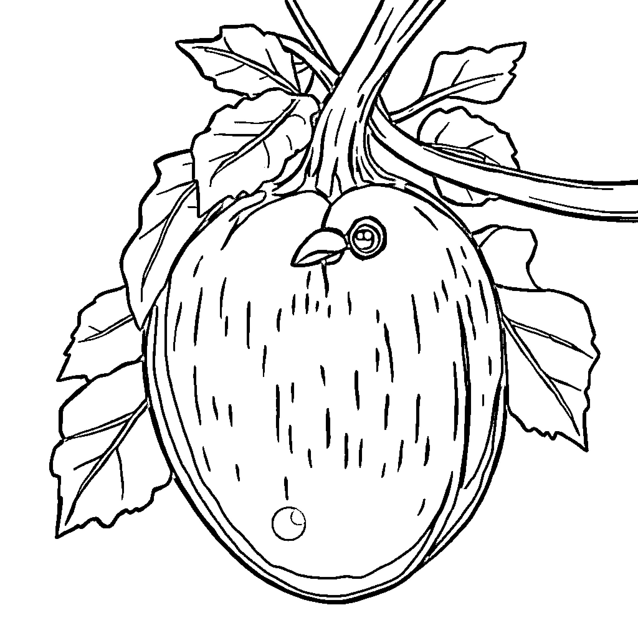 Carrot with Unusual Leaves and Markings Coloring Page (free black-and-white line drawing printable PDF for all, from beginners to advanced learners, including children, teens, adults, and seniors)