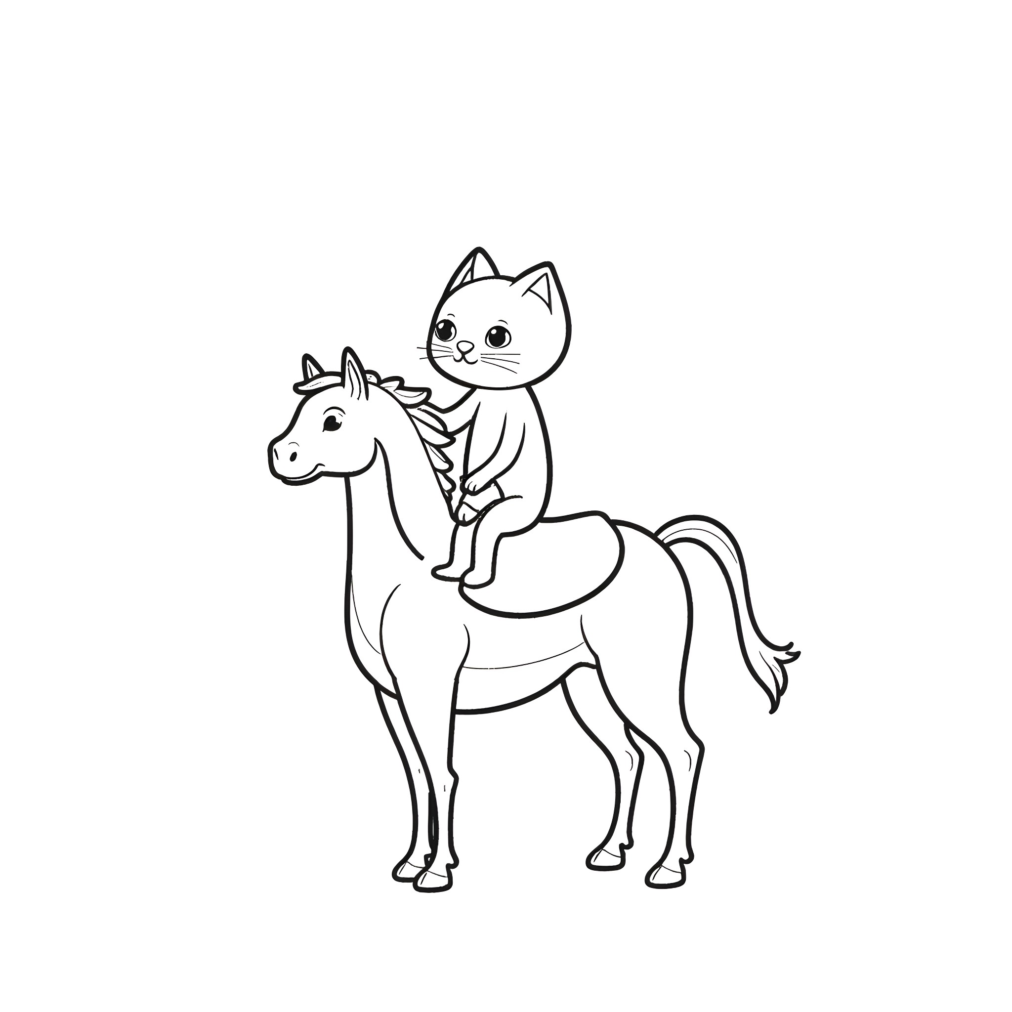 Karkat Vantas riding a horse in a playful scene Coloring Page (free black-and-white line drawing printable PDF for all, from beginners to advanced learners, including children, teens, adults, and seniors)
