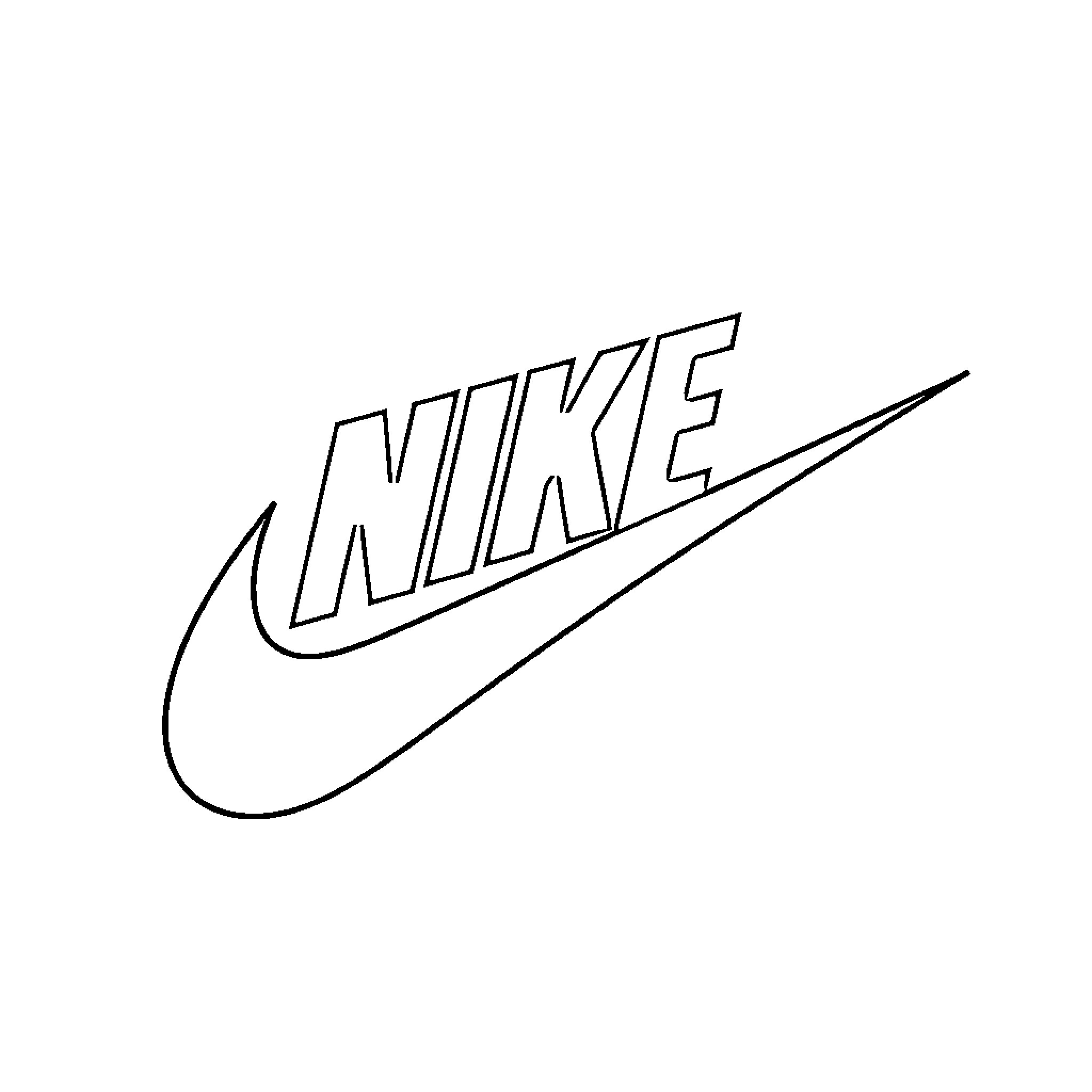 Nike Logo with Stylized Design Coloring Page (free black-and-white line drawing printable PDF for all, from beginners to advanced learners, including children, teens, adults, and seniors)