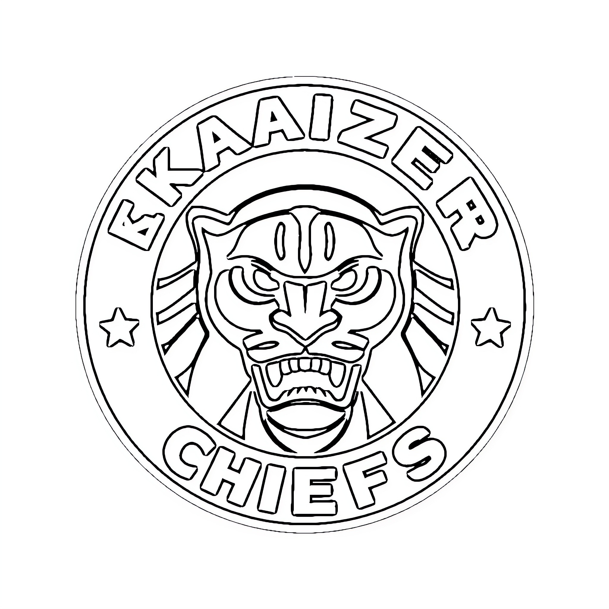 Kaizer Chiefs' Iconic Team Emblem Coloring Page (free black-and-white line drawing printable PDF for all, from beginners to advanced learners, including children, teens, adults, and seniors)