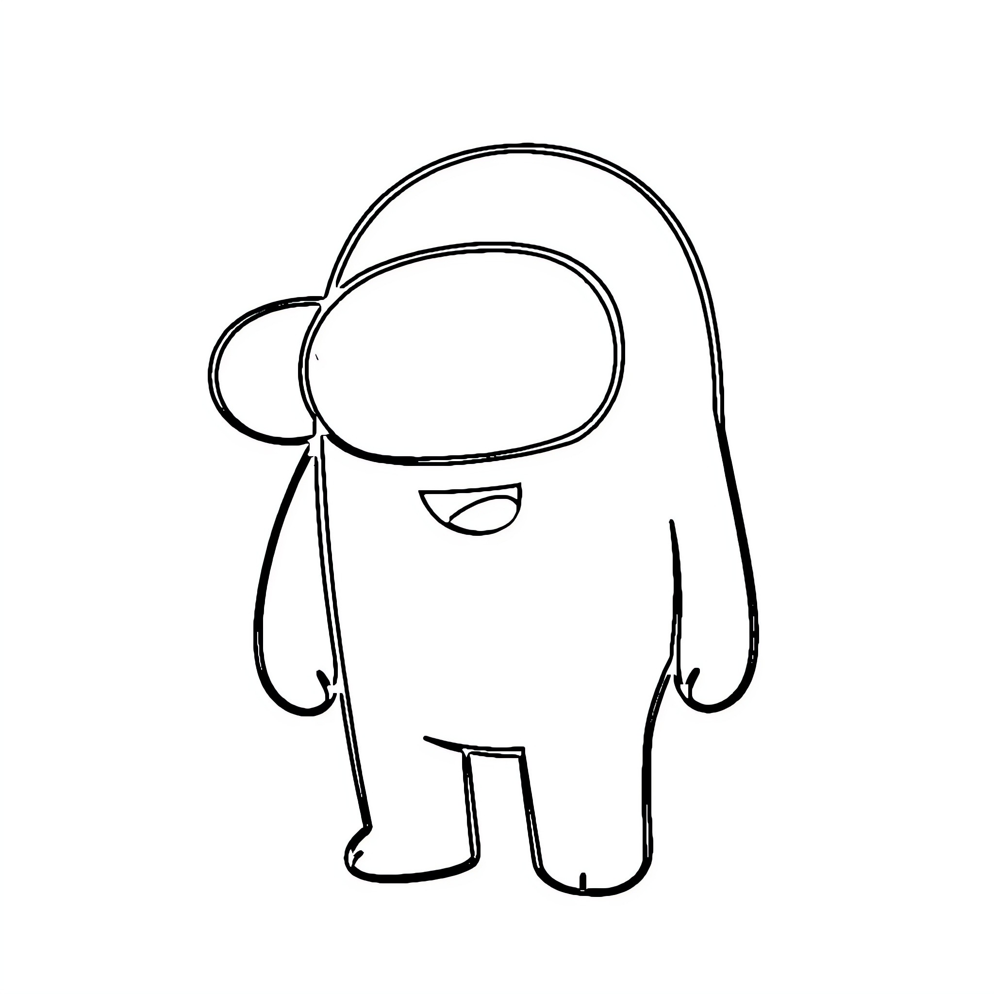 Among Us Imposter in Cartoon Sketch Coloring Page (free black-and-white line drawing printable PDF for all, from beginners to advanced learners, including children, teens, adults, and seniors)