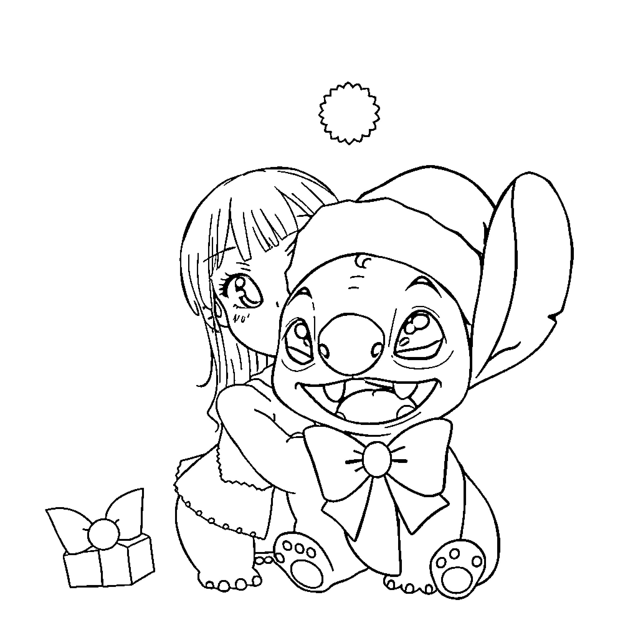 Kuromi enjoying a playful moment with her friend Coloring Page (free black-and-white line drawing printable PDF for all, from beginners to advanced learners, including children, teens, adults, and seniors)