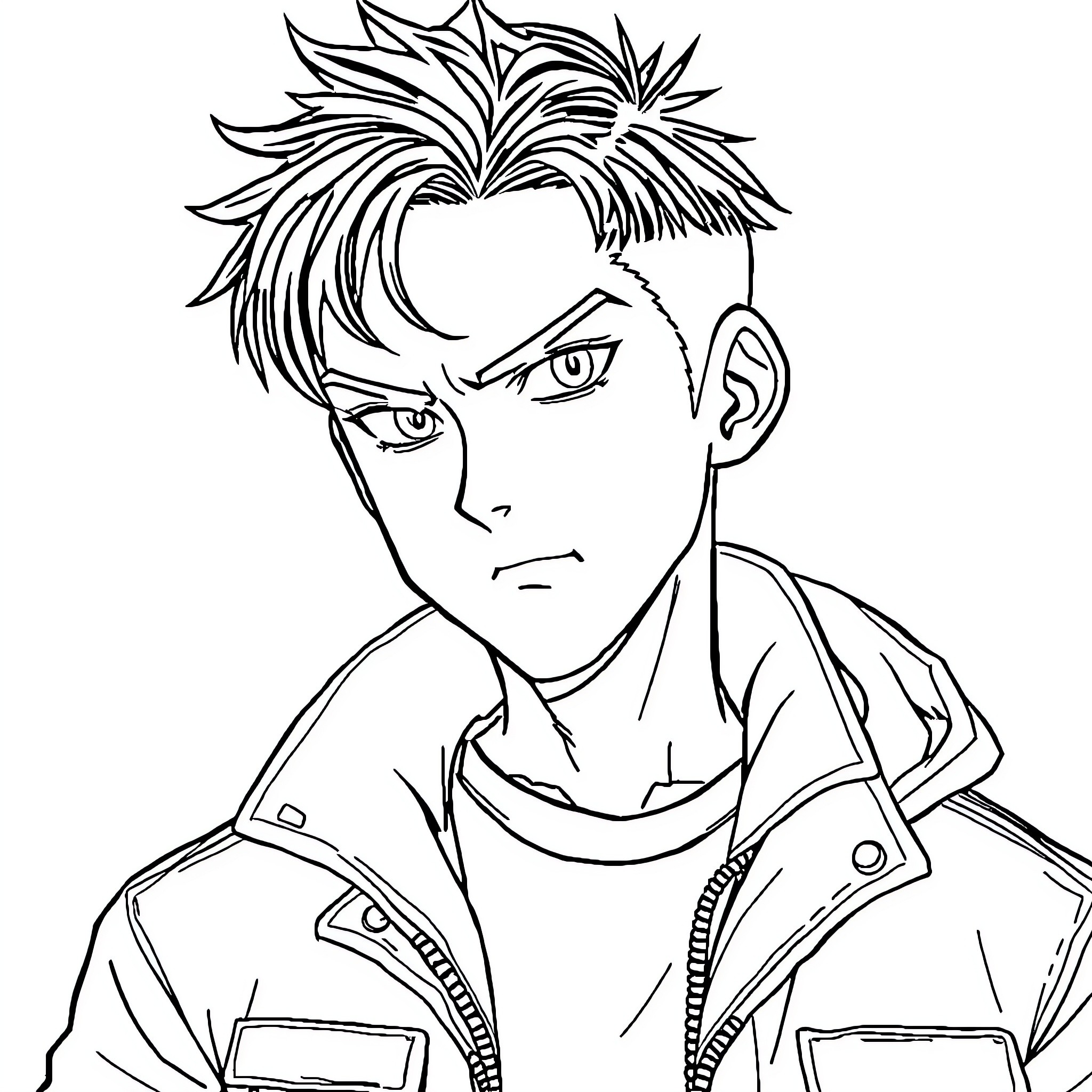 Hiro's Intense Gaze: A Captivating Moment Coloring Page (free black-and-white line drawing printable PDF for all, from beginners to advanced learners, including children, teens, adults, and seniors)