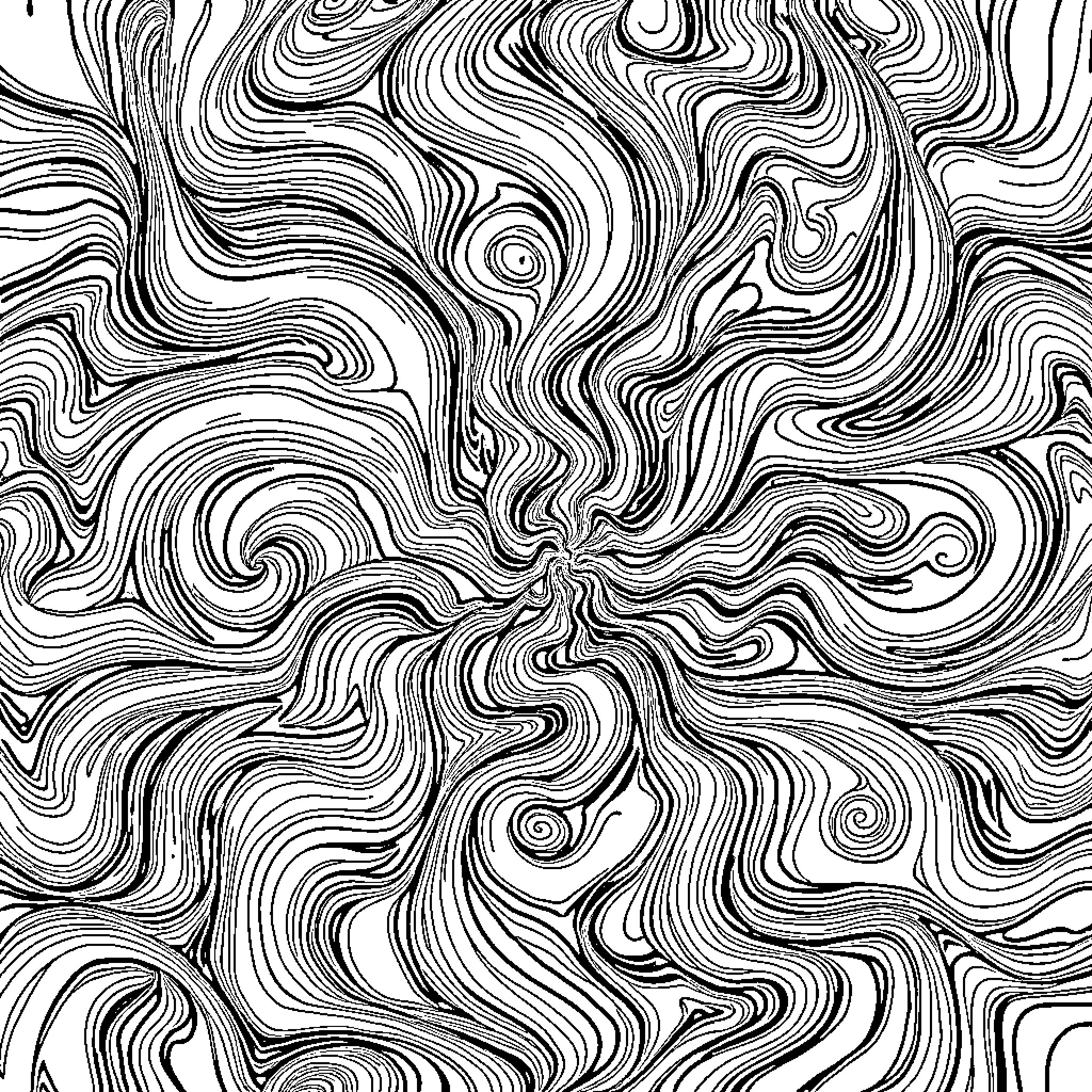 Pattern of Swirling Abstract Lines Coloring Page (free black-and-white line drawing printable PDF for all, from beginners to advanced learners, including children, teens, adults, and seniors)
