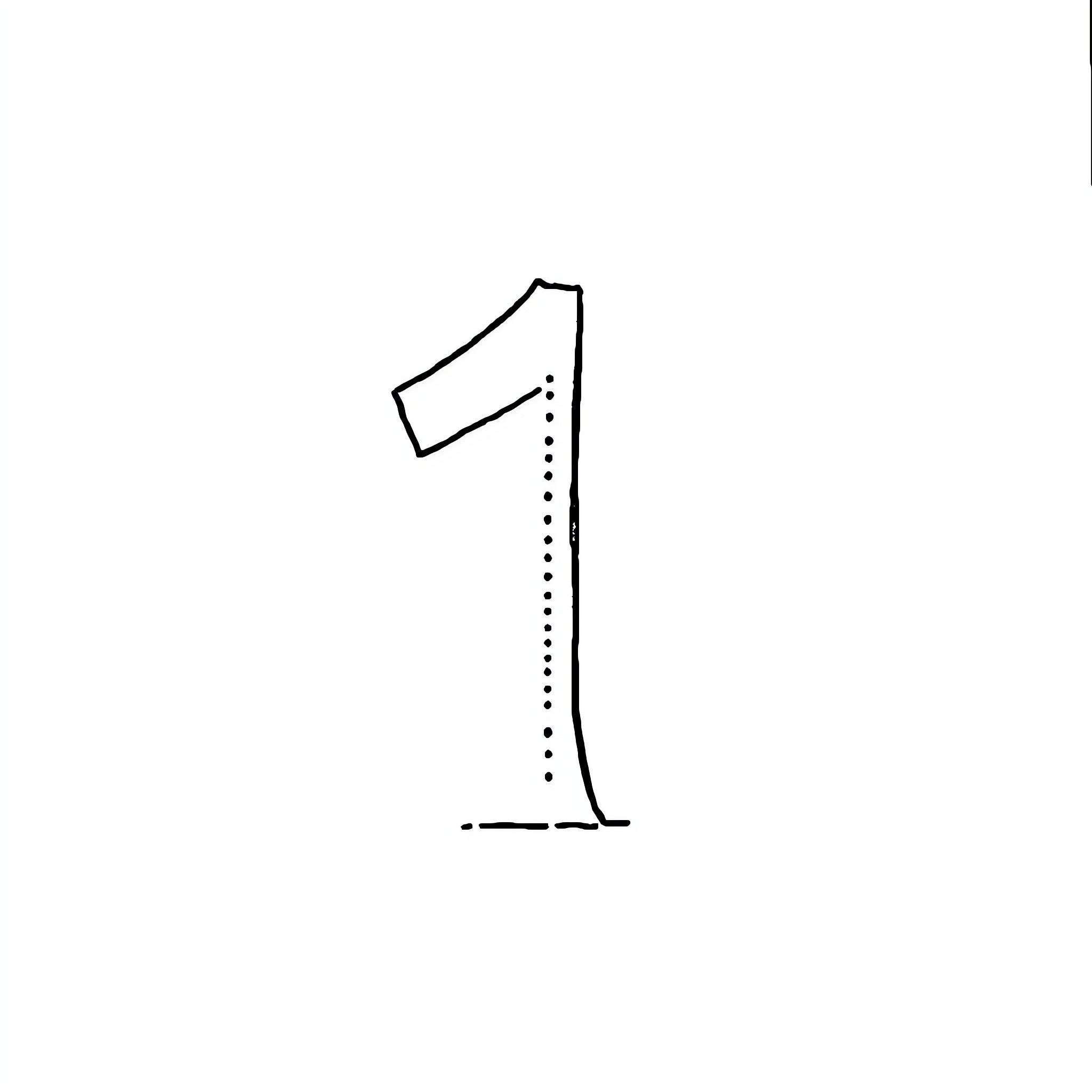 Number 1: Simple numeric design Coloring Page (free black-and-white line drawing printable PDF for all, from beginners to advanced learners, including children, teens, adults, and seniors)