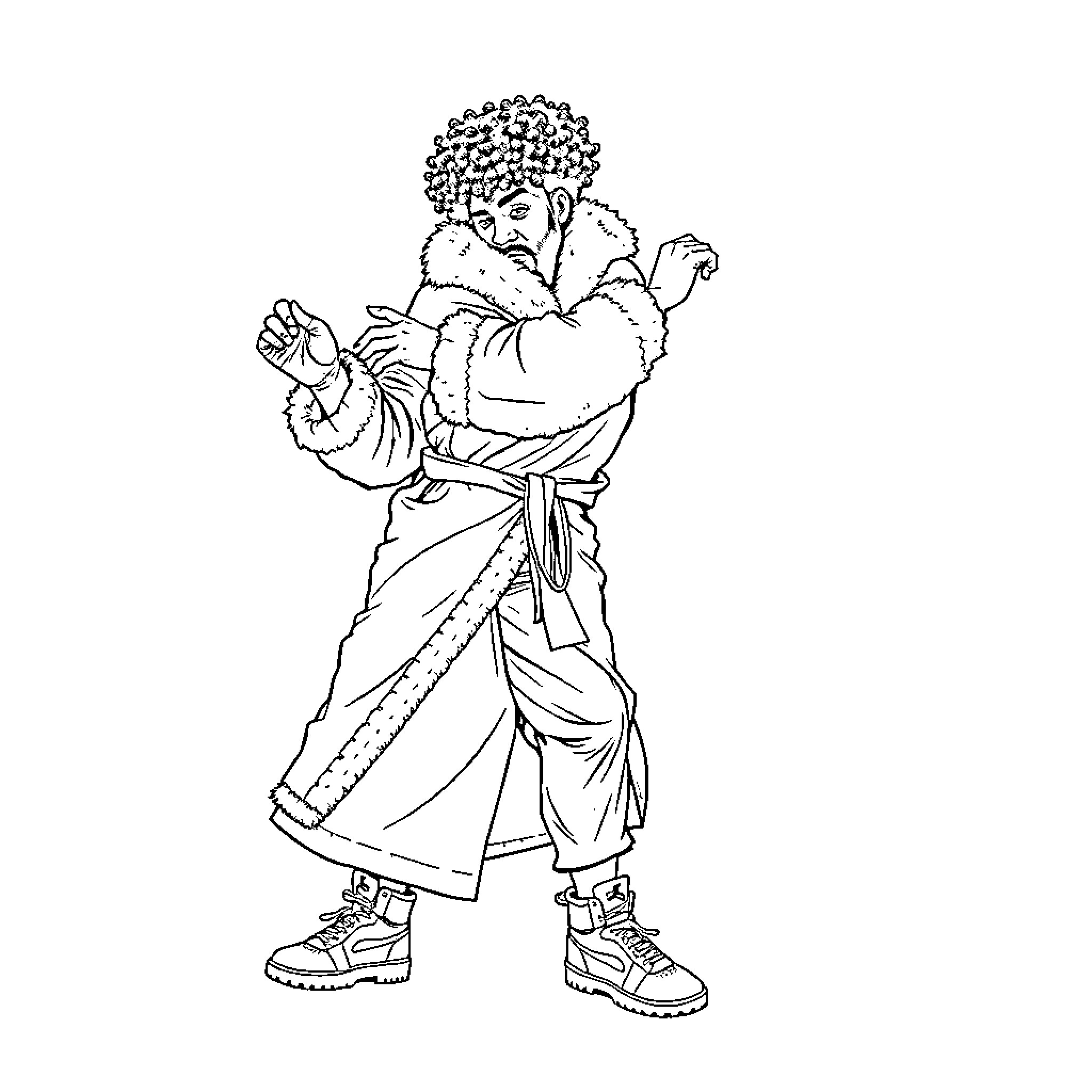Man in Colorful Outfit with Expressive Pose Coloring Page (free black-and-white line drawing printable PDF for all, from beginners to advanced learners, including children, teens, adults, and seniors)