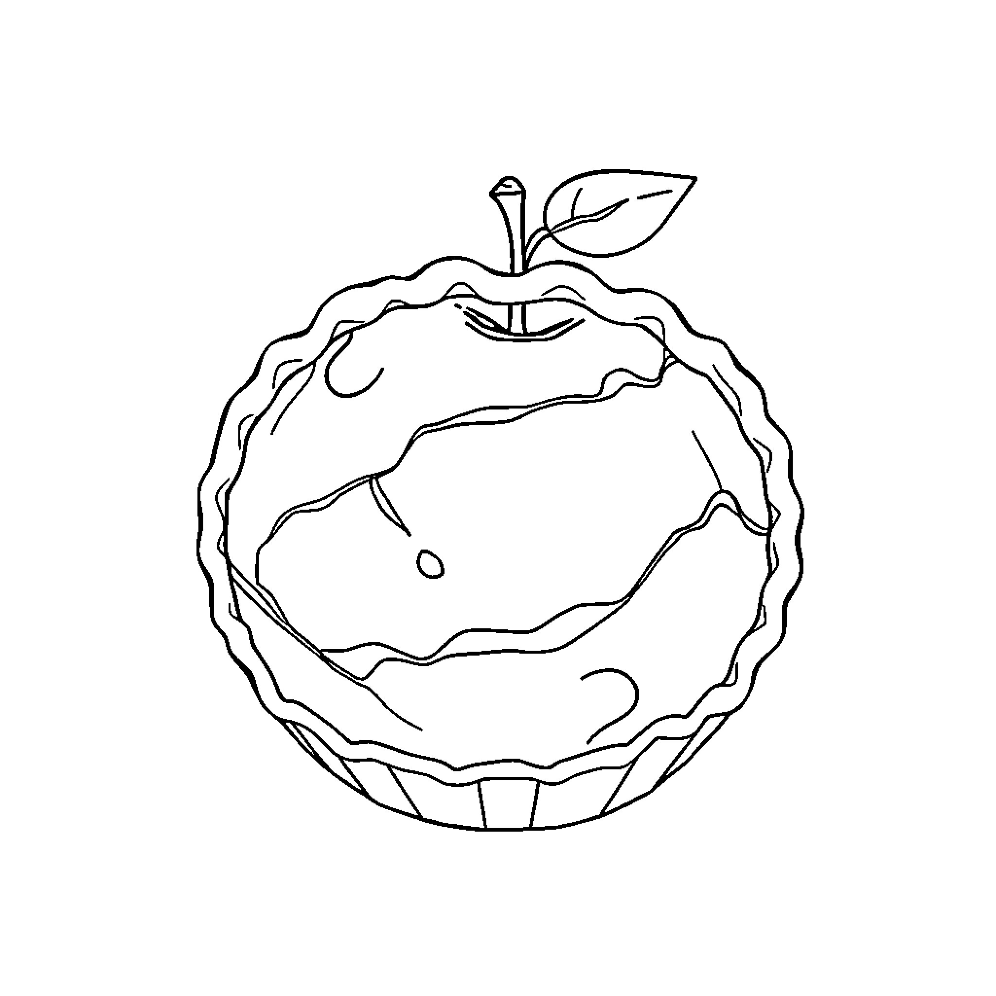 Planet with apple interior Coloring Page (free black-and-white line drawing printable PDF for all, from beginners to advanced learners, including children, teens, adults, and seniors)