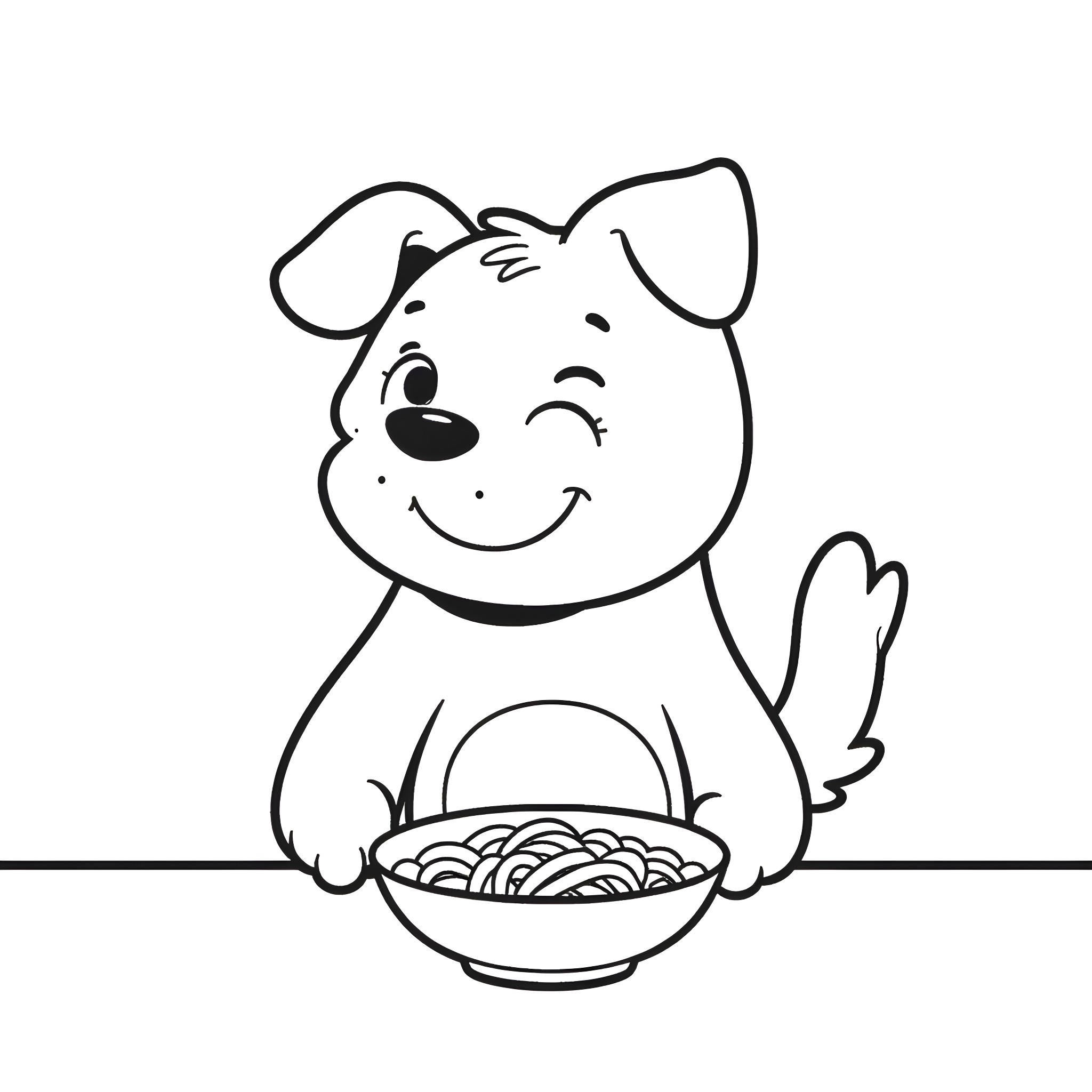 Bluey enjoying a meal Coloring Page (free black-and-white line drawing printable PDF for all, from beginners to advanced learners, including children, teens, adults, and seniors)
