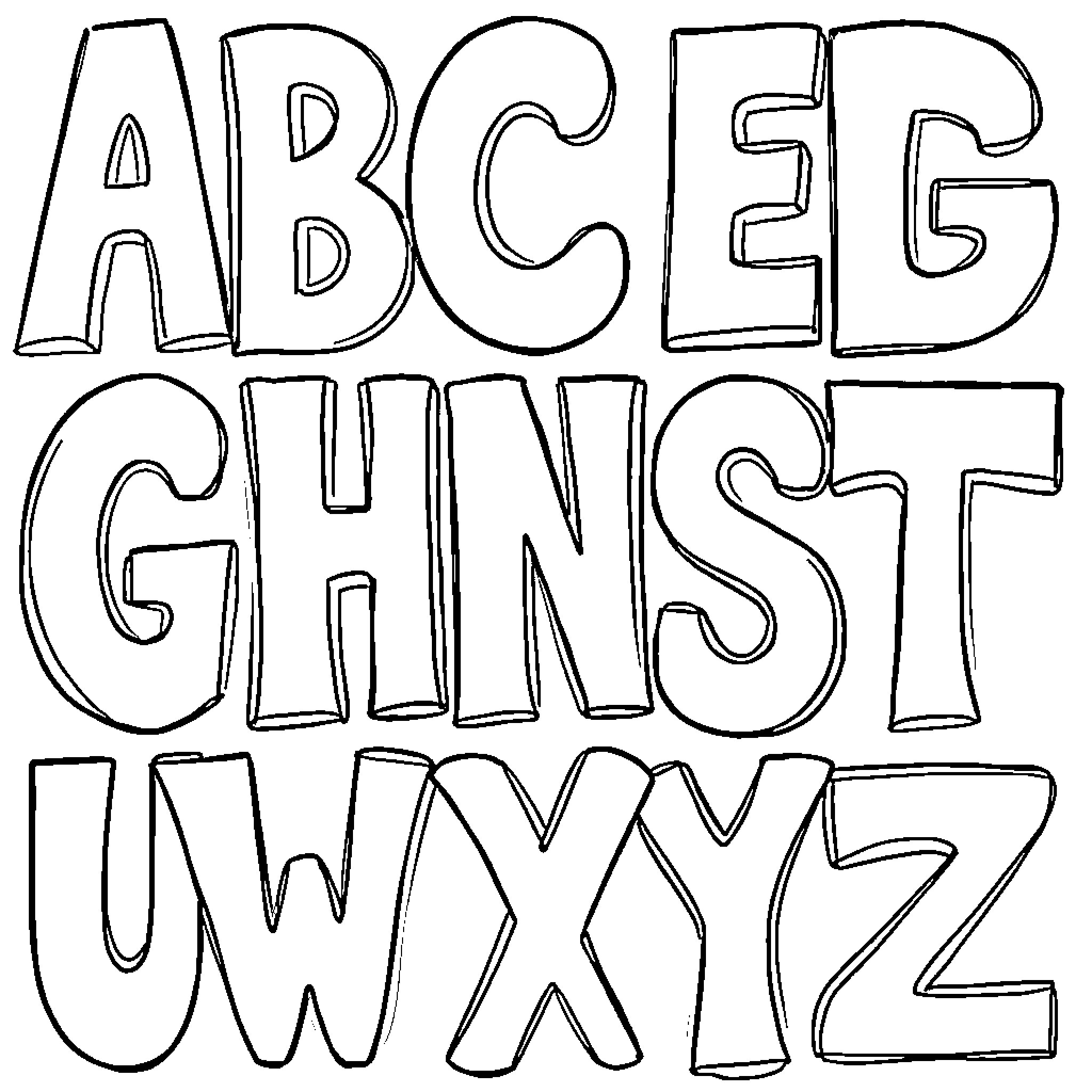 Alphabet letters in hand-drawn style Coloring Page (free black-and-white line drawing printable PDF for all, from beginners to advanced learners, including children, teens, adults, and seniors)