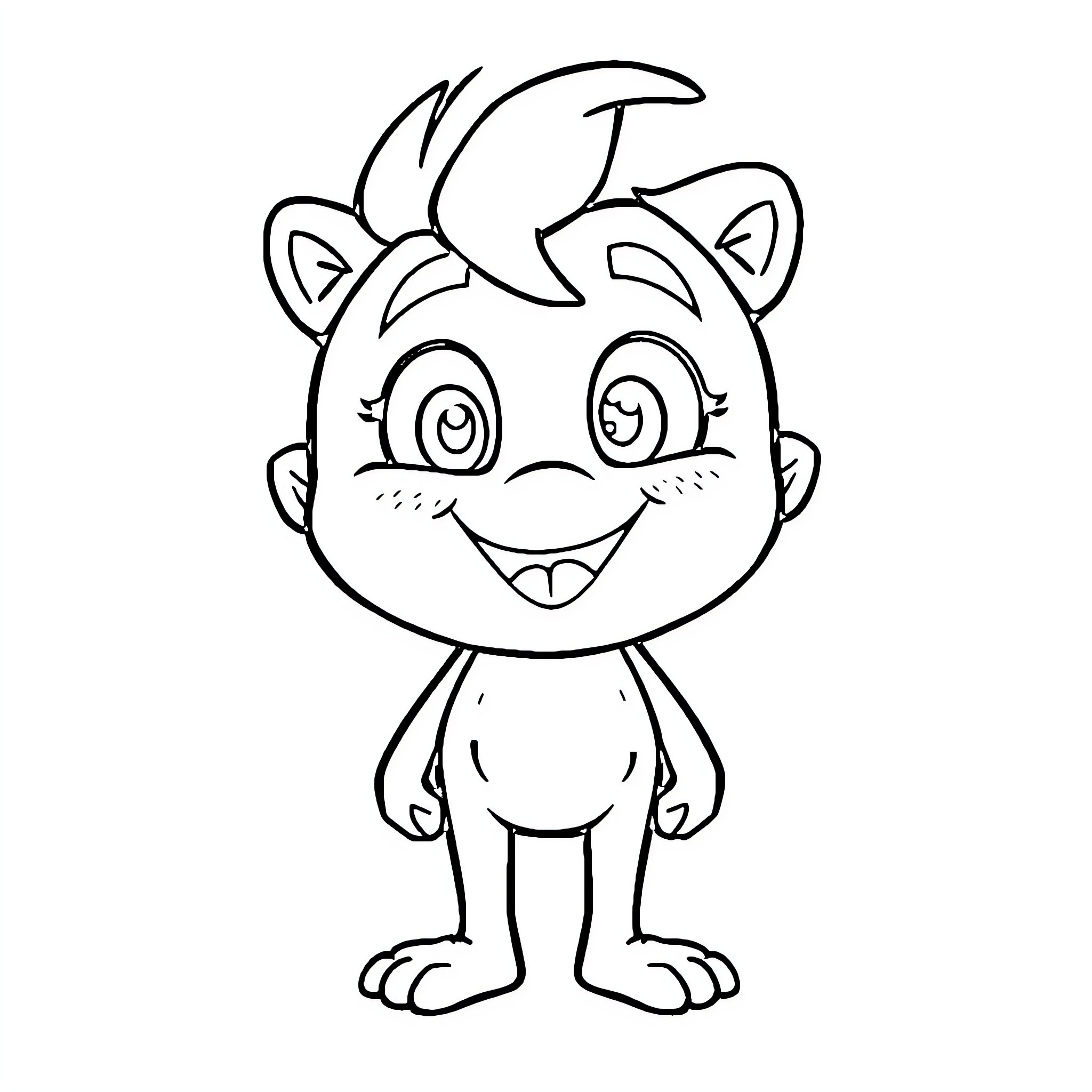 Nak Friendly Creature with Big Smile Coloring Page (free black-and-white line drawing printable PDF for all, from beginners to advanced learners, including children, teens, adults, and seniors)
