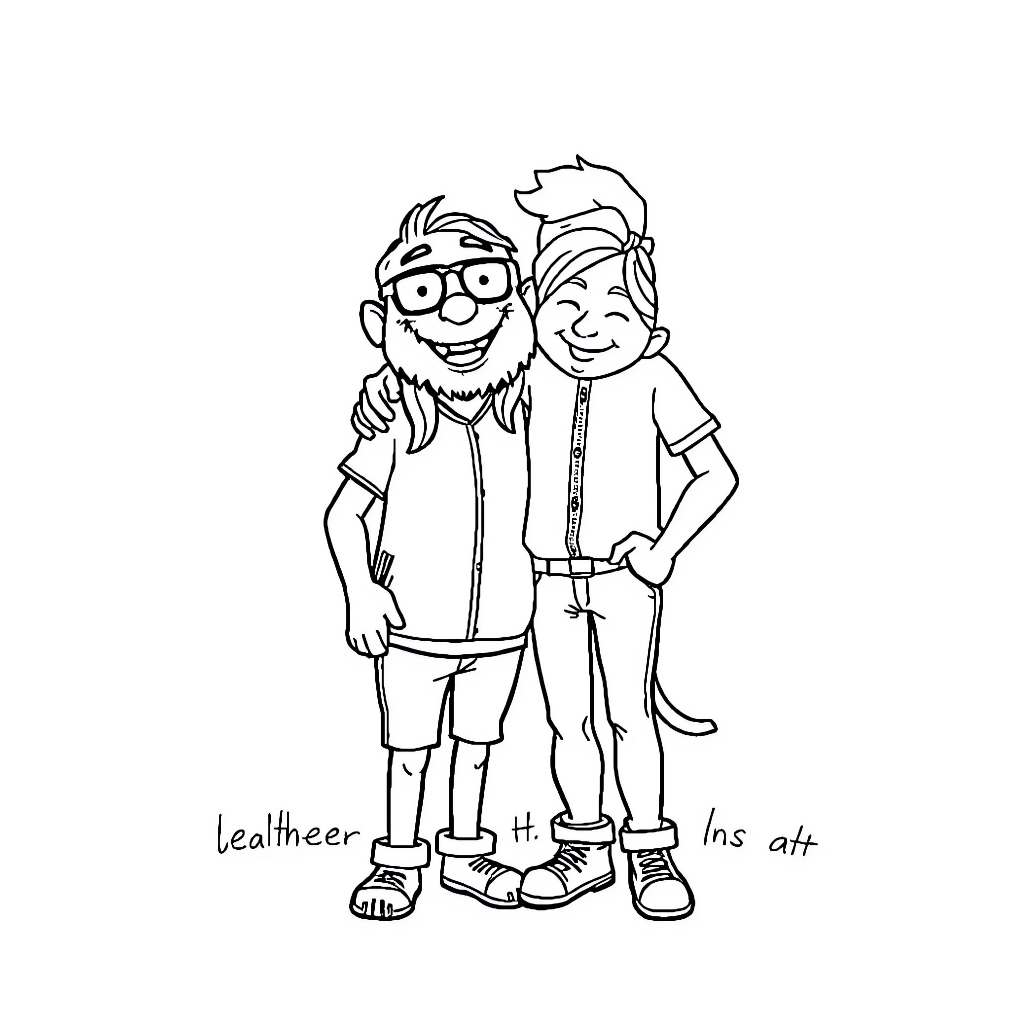 Bellingham friends enjoying a playful moment Coloring Page (free black-and-white line drawing printable PDF for all, from beginners to advanced learners, including children, teens, adults, and seniors)