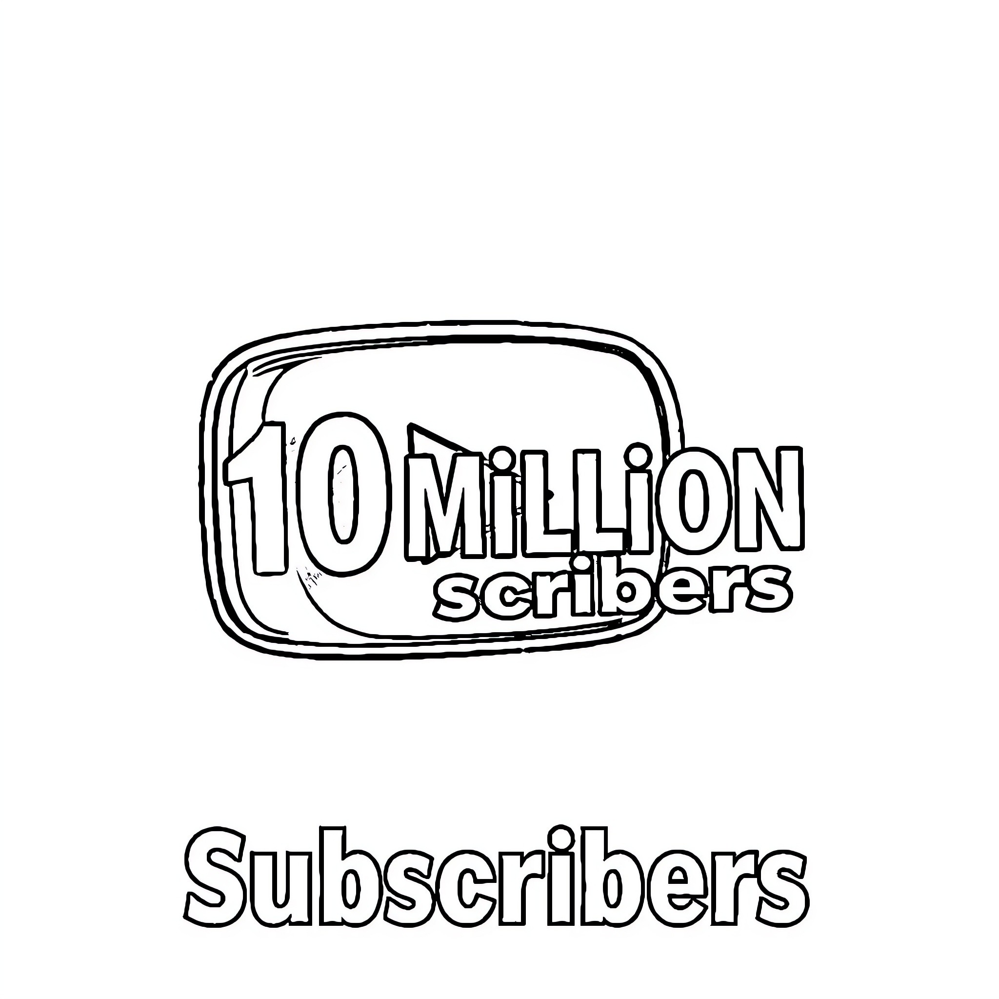 YouTube Play Button awarded for 10 Million Subscribers Coloring Page (free black-and-white line drawing printable PDF for all, from beginners to advanced learners, including children, teens, adults, and seniors)