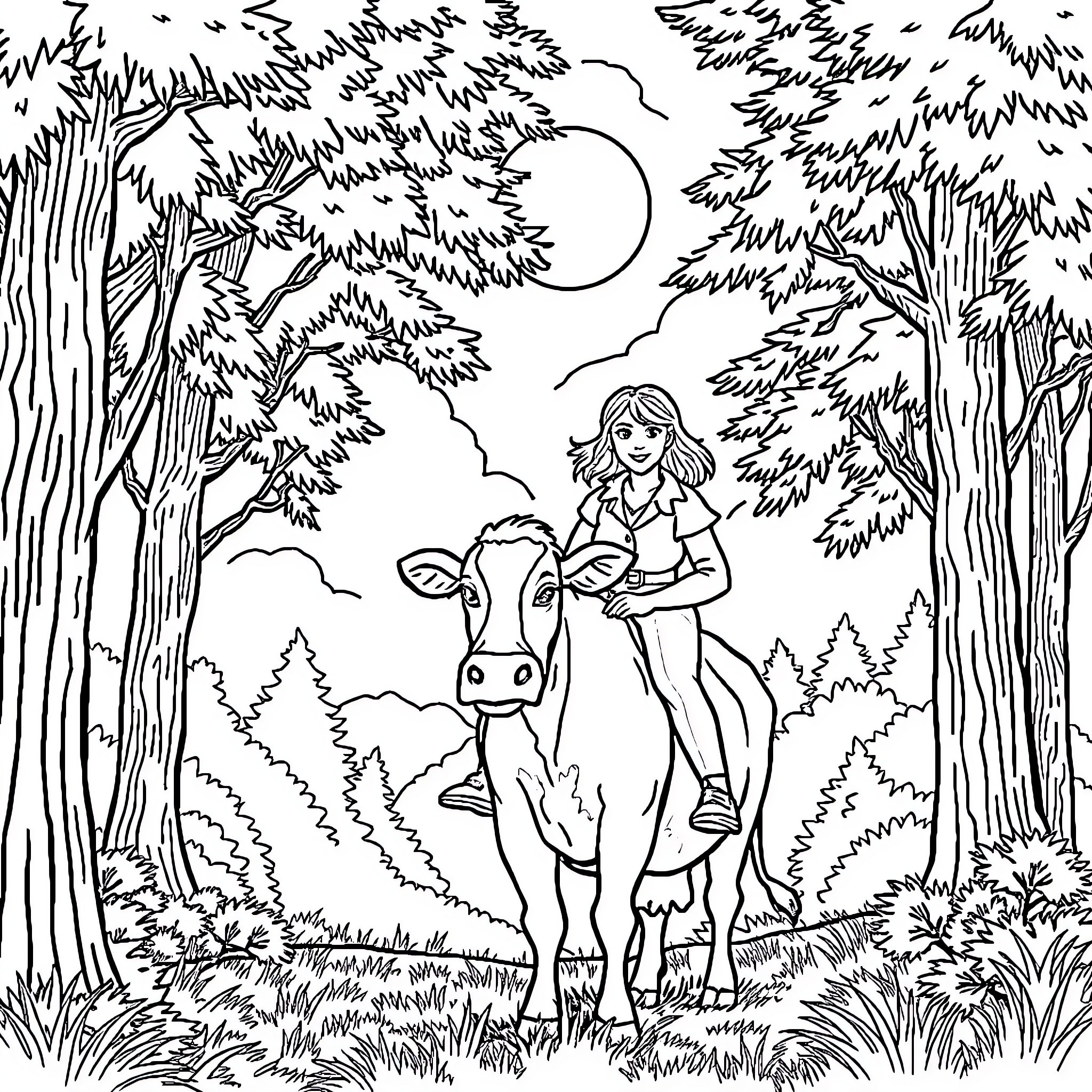 Martha Stewart's Farmhouse Adventure in the Enchanted Forest Coloring Page (free black-and-white line drawing printable PDF for all, from beginners to advanced learners, including children, teens, adults, and seniors)