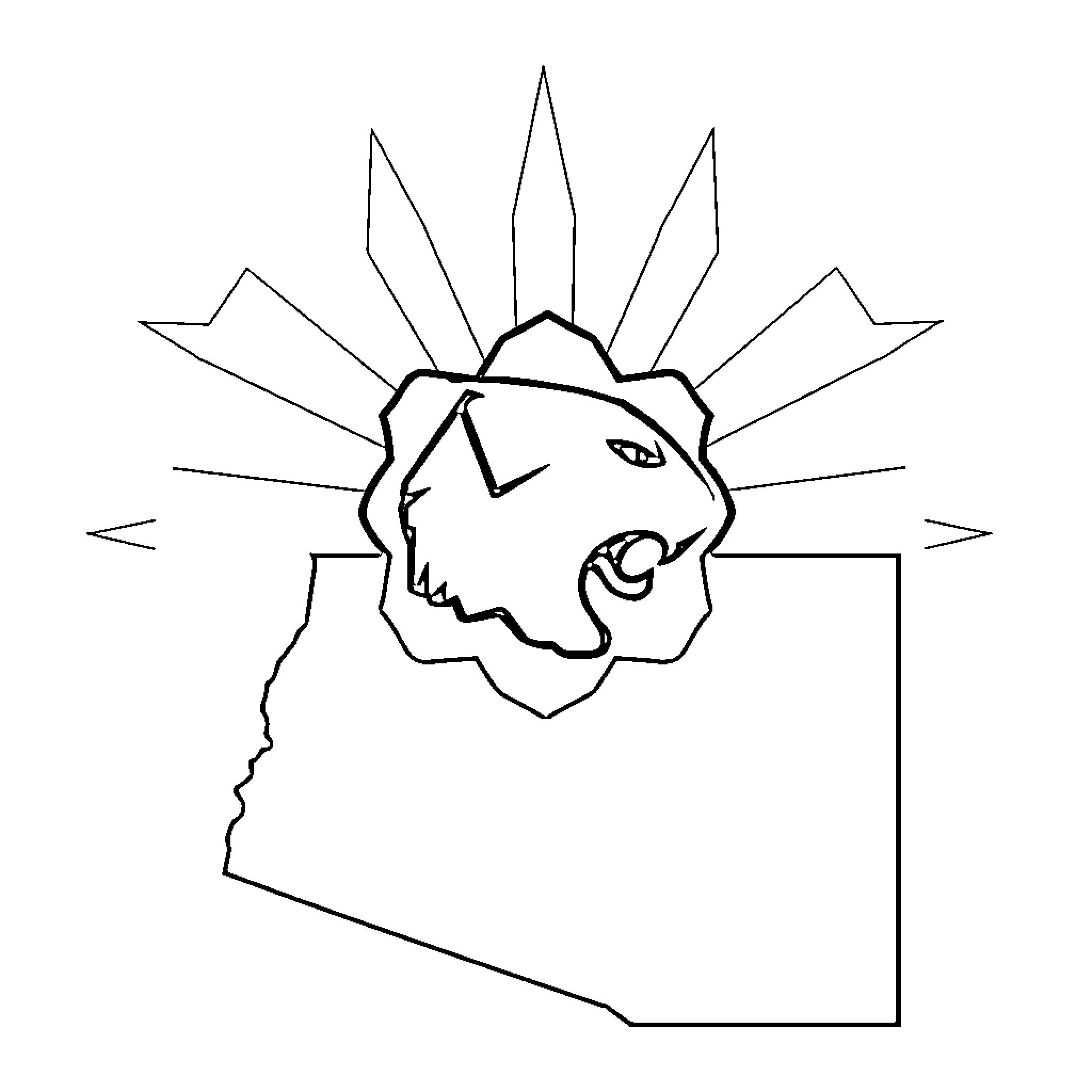 FFA Emblem with Roaring Bear and Sunburst Design Coloring Page (free black-and-white line drawing printable PDF for all, from beginners to advanced learners, including children, teens, adults, and seniors)