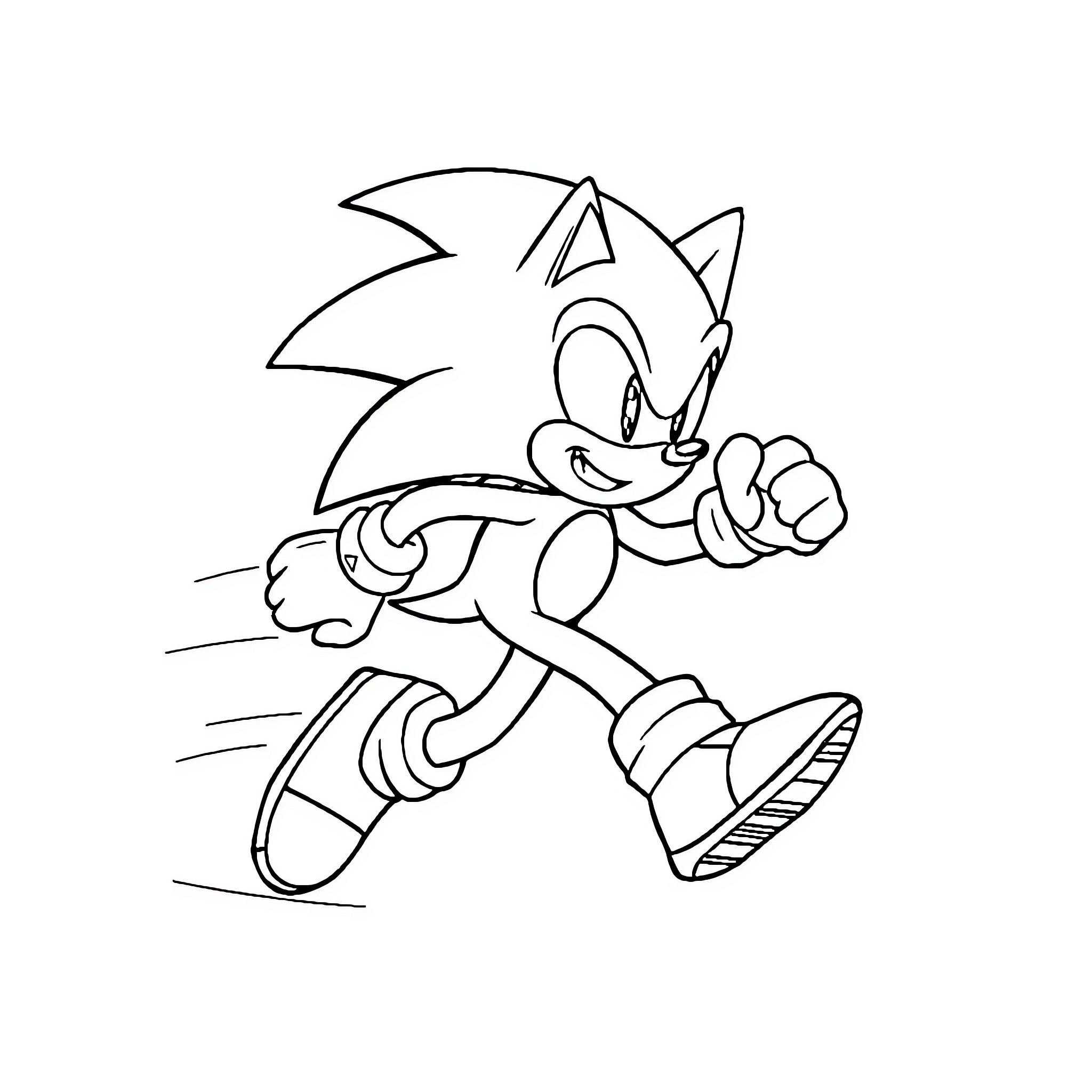 Sonic running with determination Coloring Page (free black-and-white line drawing printable PDF for all, from beginners to advanced learners, including children, teens, adults, and seniors)