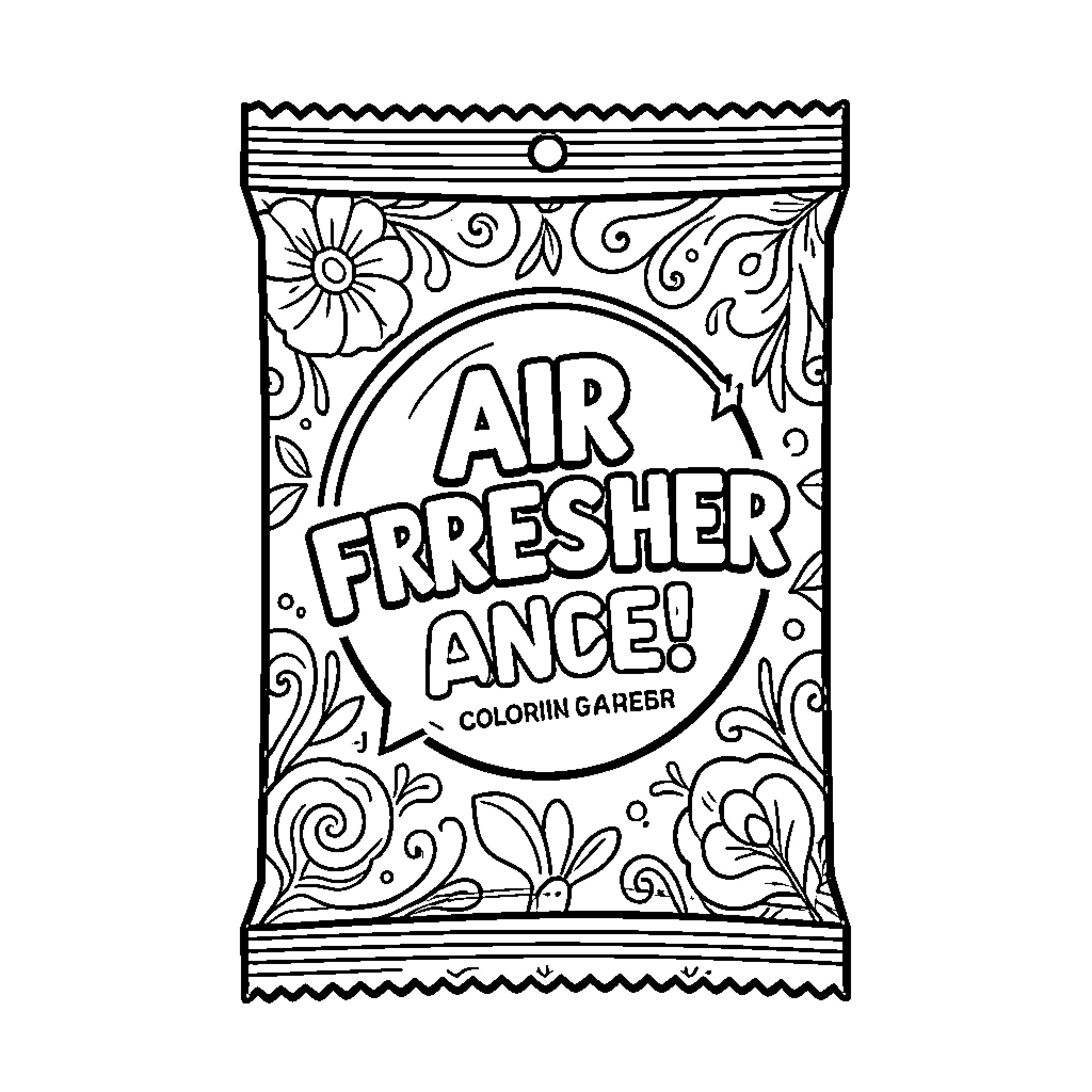 Air Freshener Coloring Activity with Floral Designs Coloring Page (free black-and-white line drawing printable PDF for all, from beginners to advanced learners, including children, teens, adults, and seniors)
