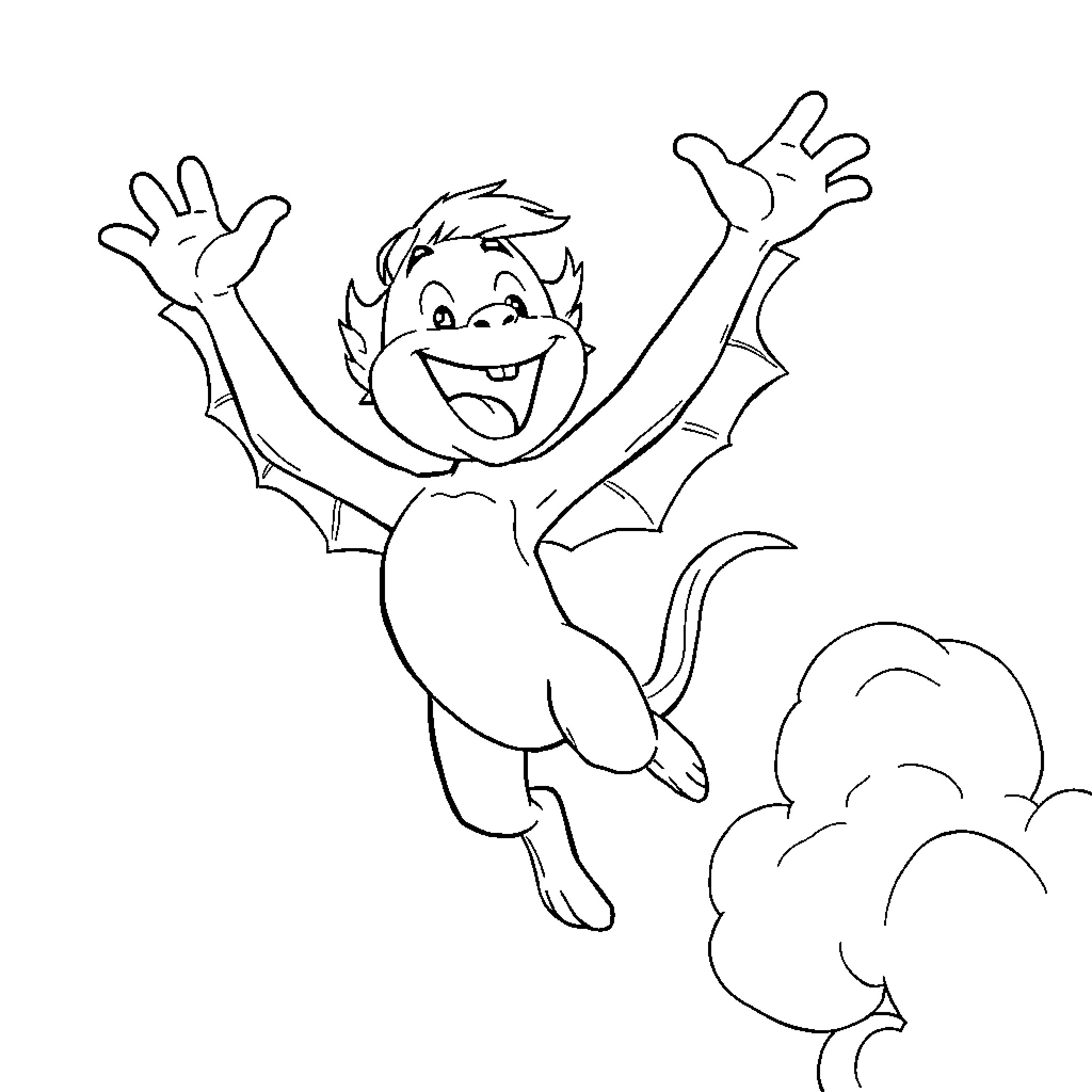Gryf's joyful expression and energetic pose Coloring Page (free black-and-white line drawing printable PDF for all, from beginners to advanced learners, including children, teens, adults, and seniors)