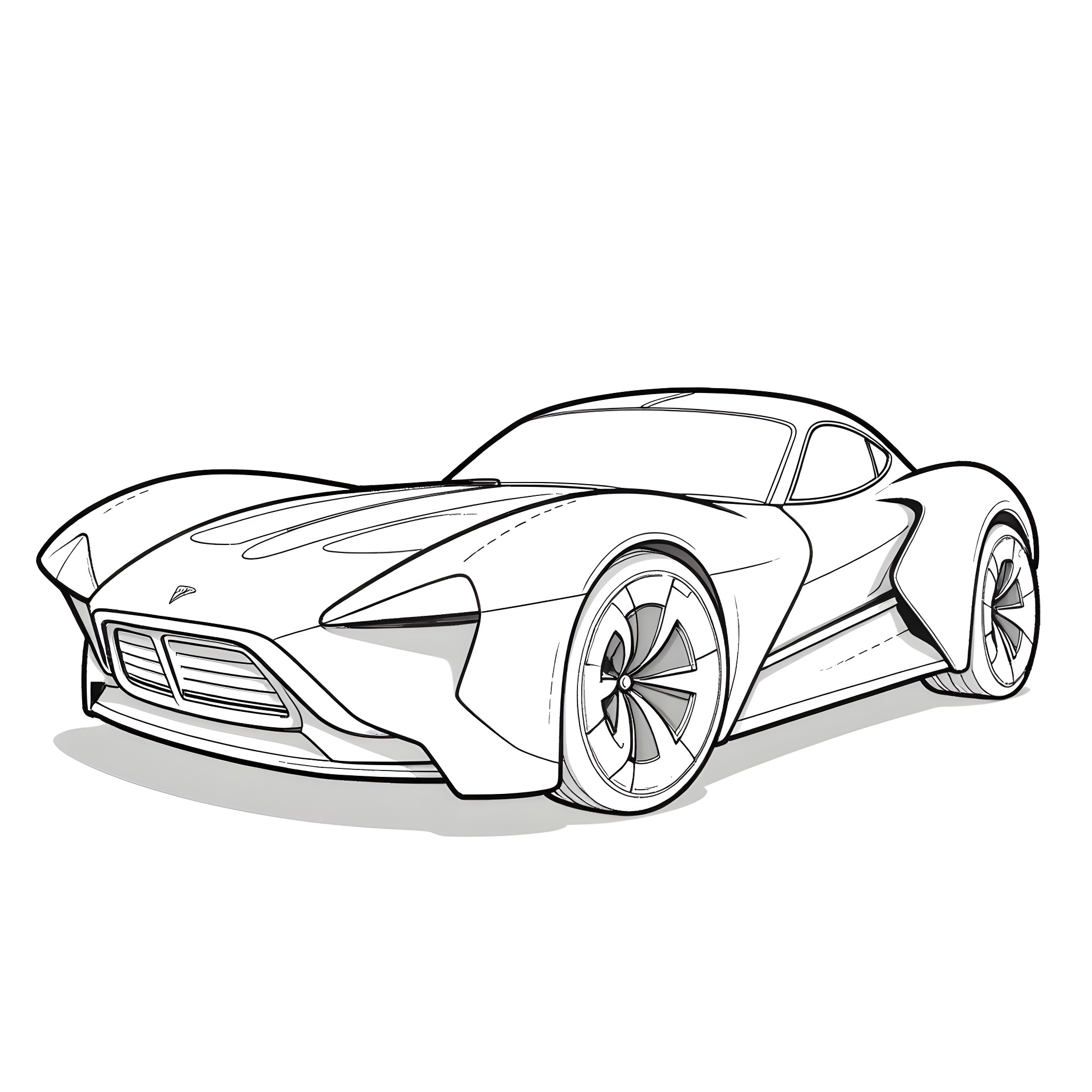Tesla sports car with sleek design and futuristic features Coloring Page (free black-and-white line drawing printable PDF for all, from beginners to advanced learners, including children, teens, adults, and seniors)
