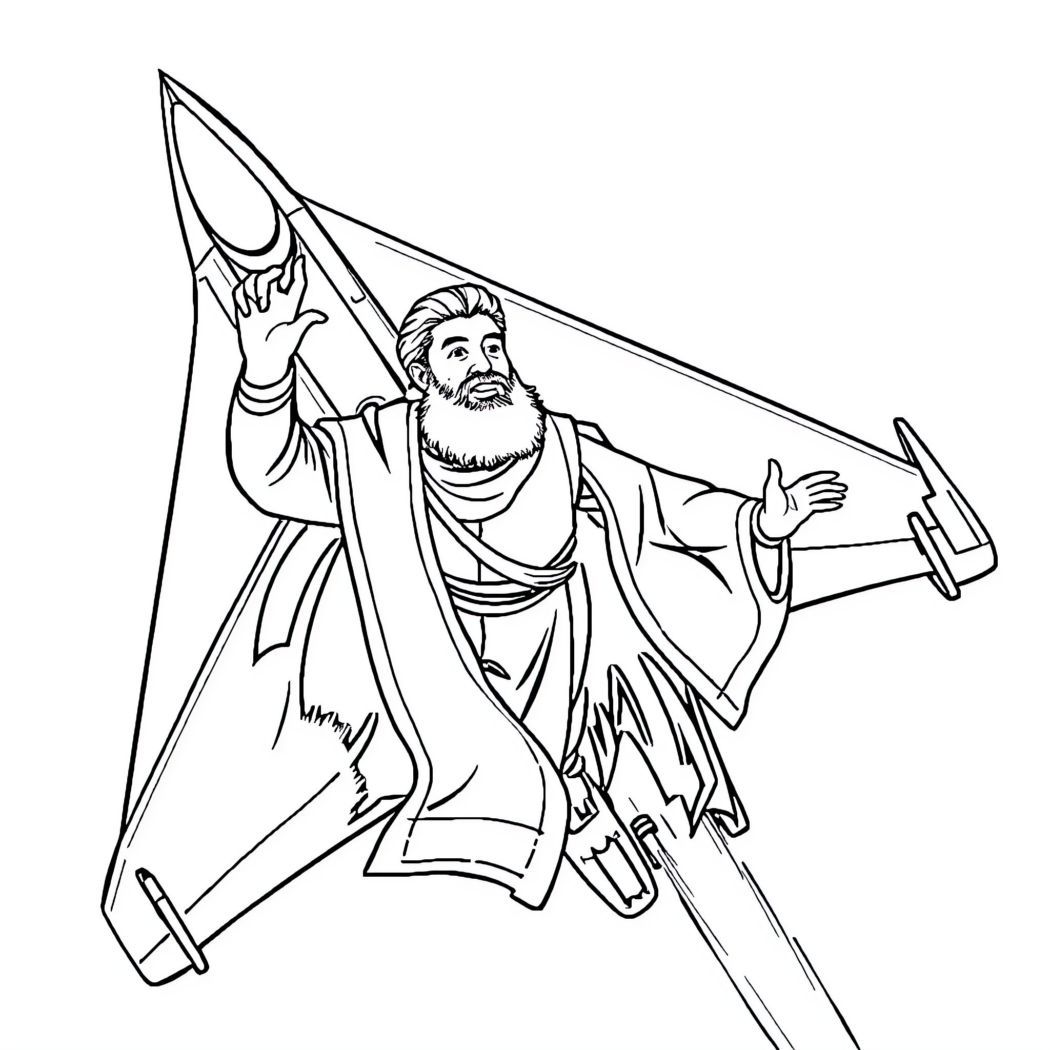 Chassid engaged in spiritual practice with holy scroll Coloring Page (free black-and-white line drawing printable PDF for all, from beginners to advanced learners, including children, teens, adults, and seniors)