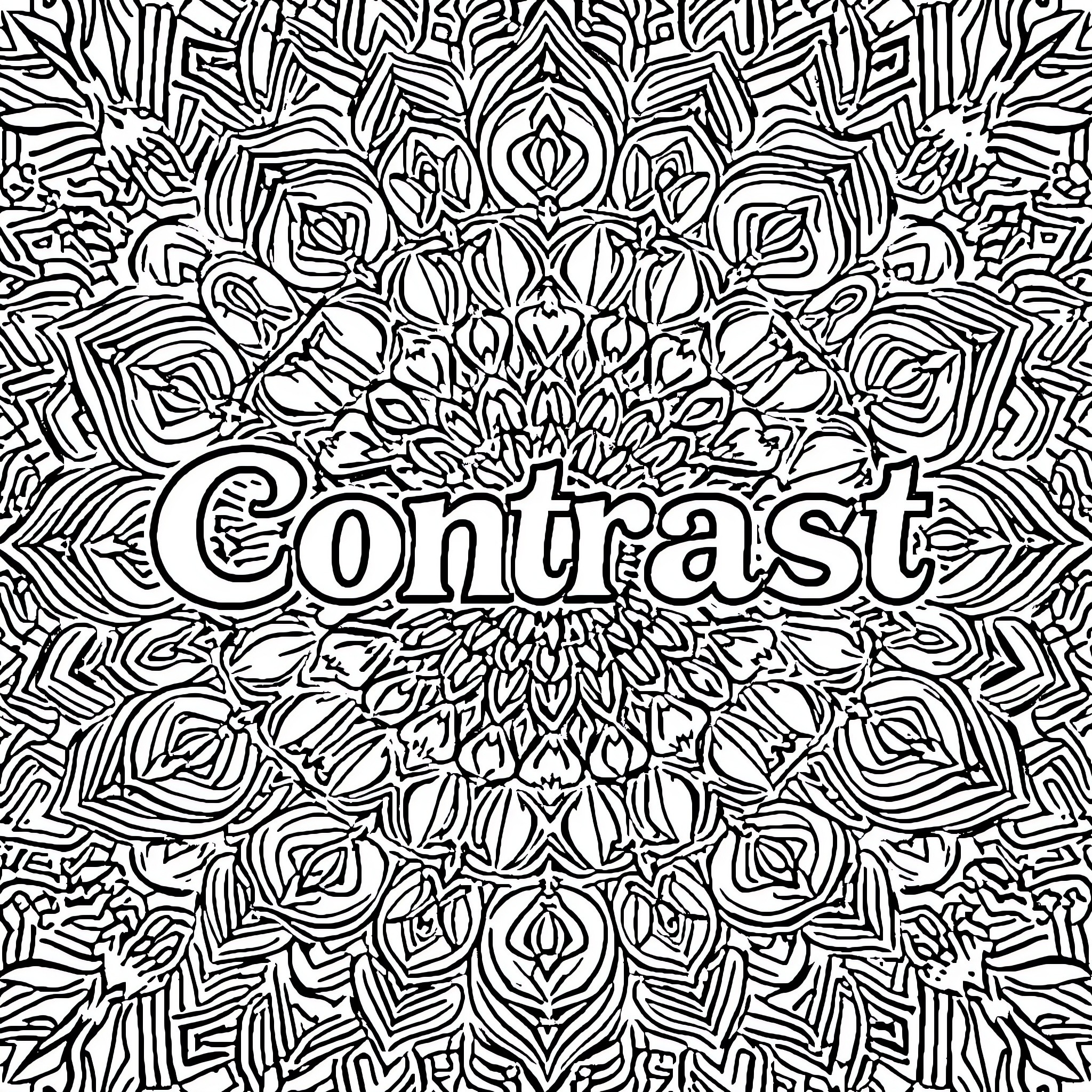 Contrast Patterns and Designs Coloring Page (free black-and-white line drawing printable PDF for all, from beginners to advanced learners, including children, teens, adults, and seniors)