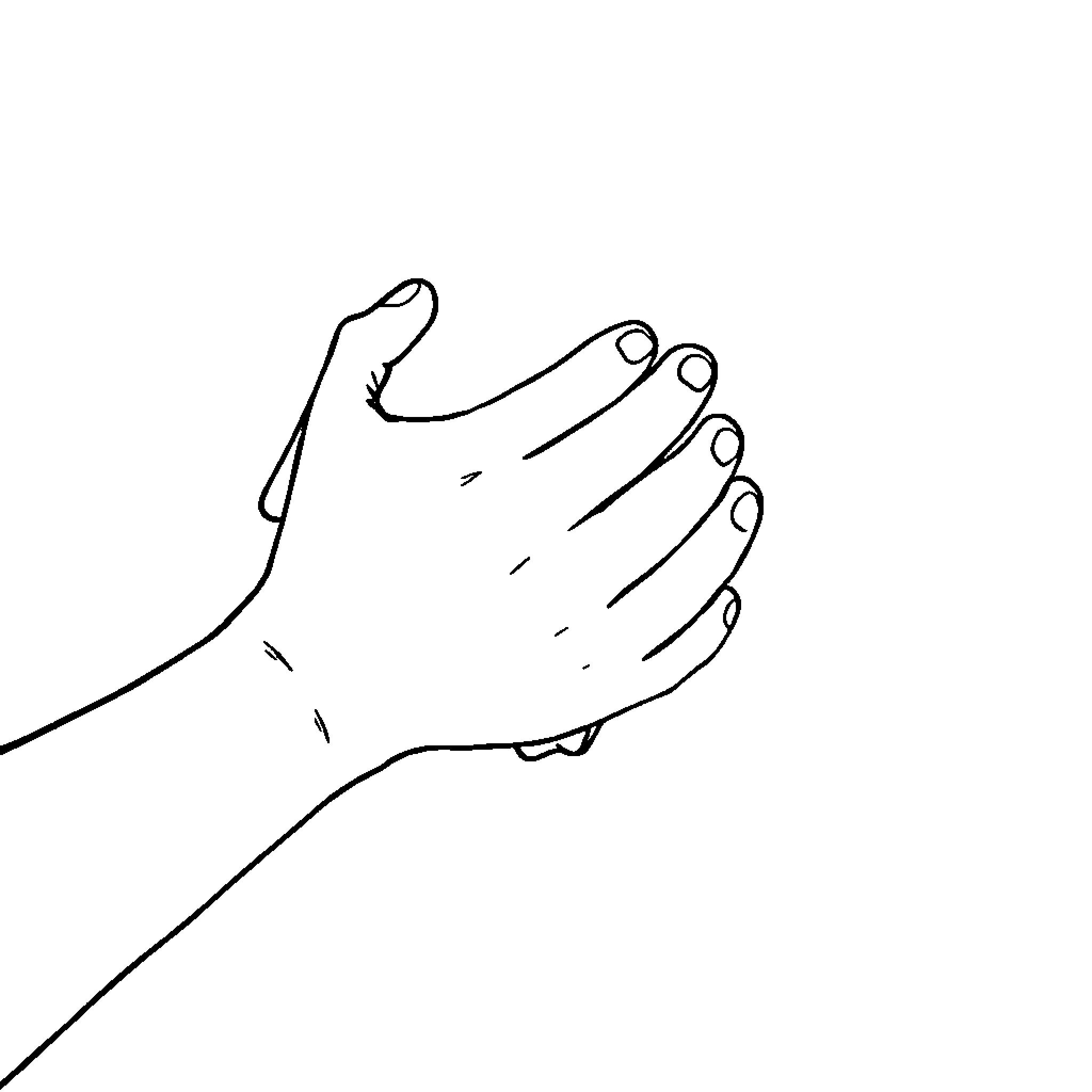 Hand reaching out in gesture Coloring Page (free black-and-white line drawing printable PDF for all, from beginners to advanced learners, including children, teens, adults, and seniors)