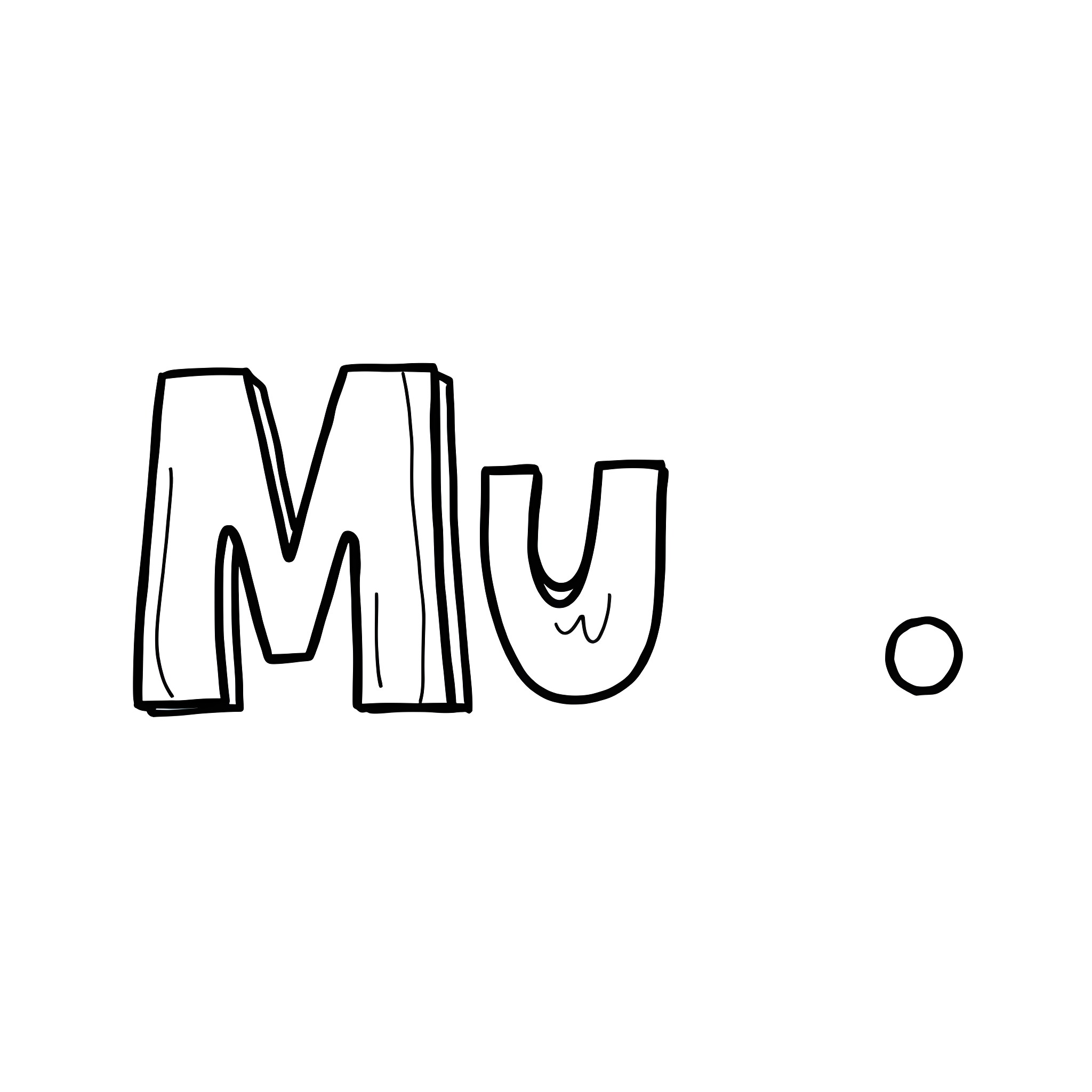 My simple doodle with letter M Coloring Page (free black-and-white line drawing printable PDF for all, from beginners to advanced learners, including children, teens, adults, and seniors)