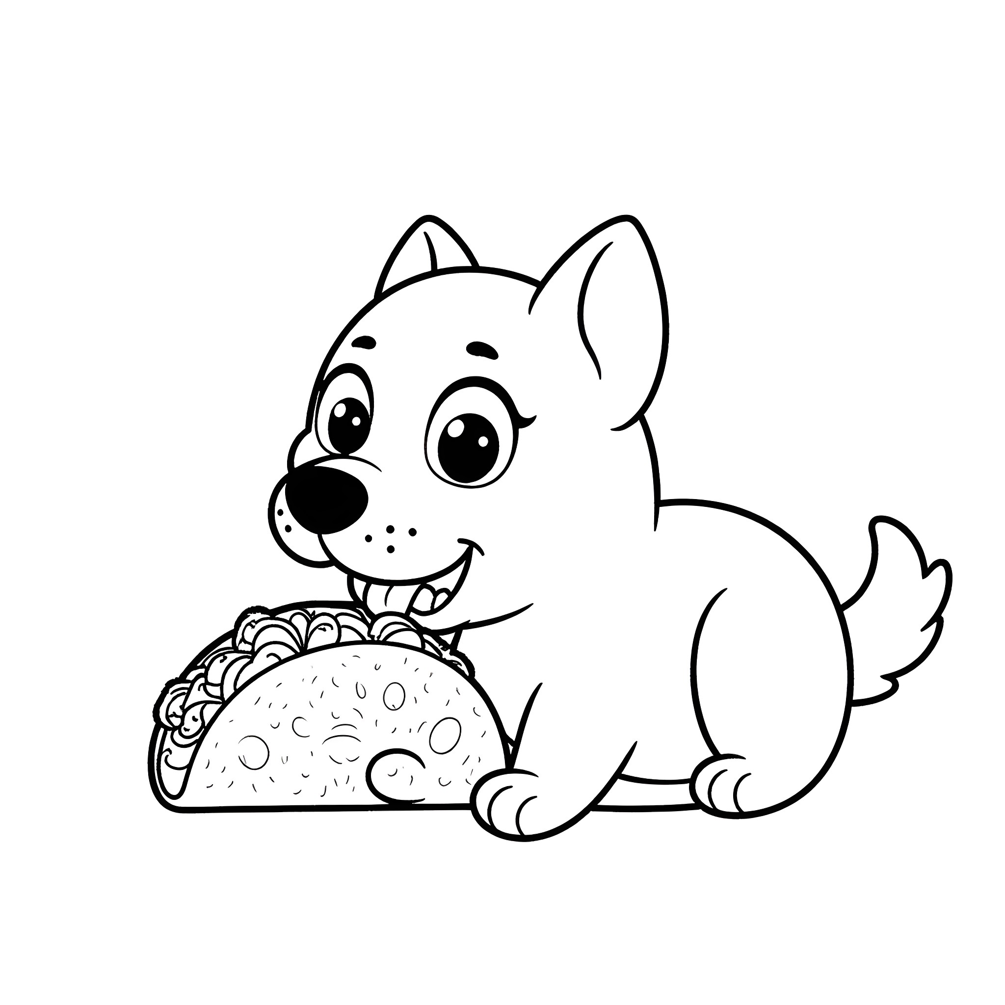 Bluey enjoying a tasty treat Coloring Page (free black-and-white line drawing printable PDF for all, from beginners to advanced learners, including children, teens, adults, and seniors)
