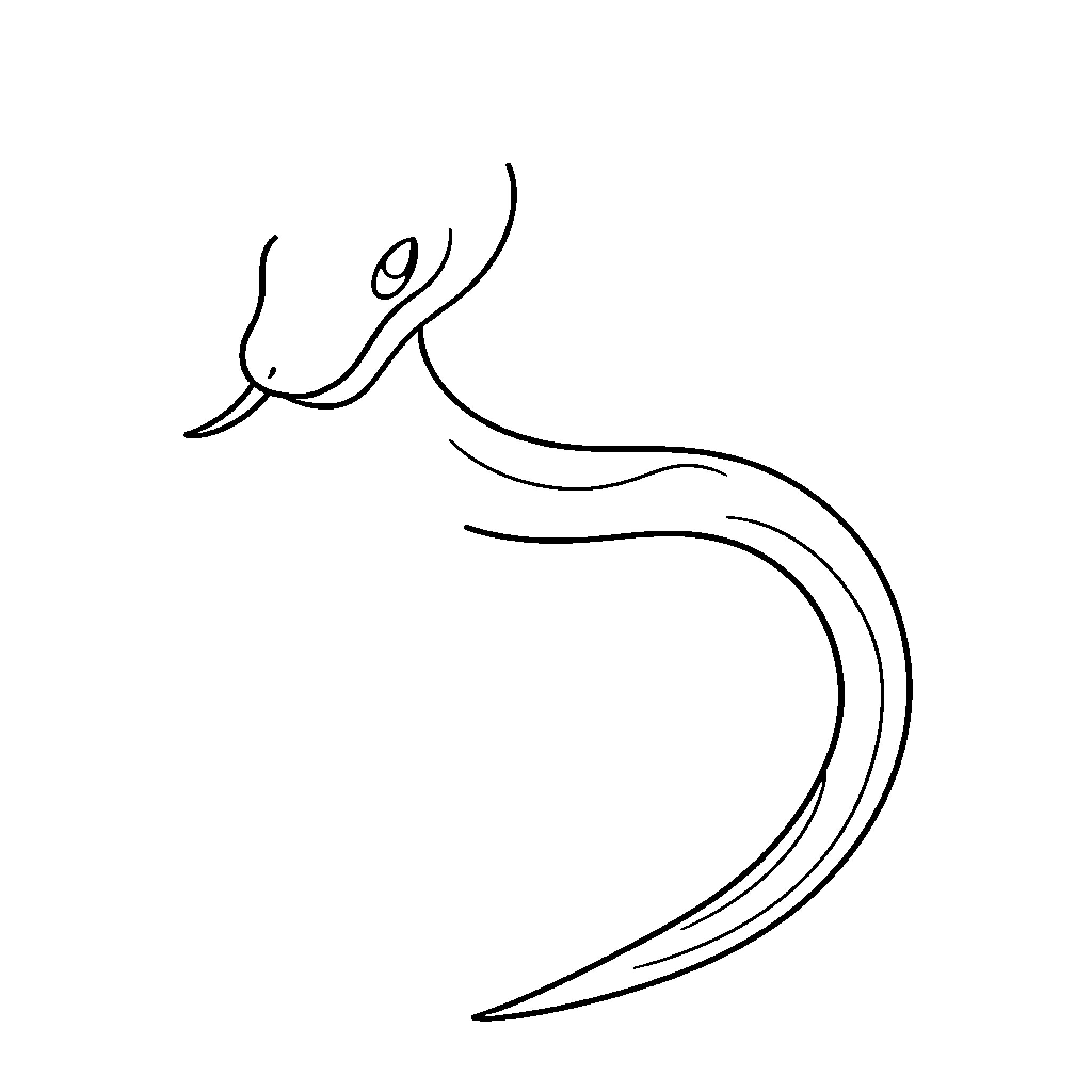 Stylized silhouette of a swimming creature Coloring Page (free black-and-white line drawing printable PDF for all, from beginners to advanced learners, including children, teens, adults, and seniors)