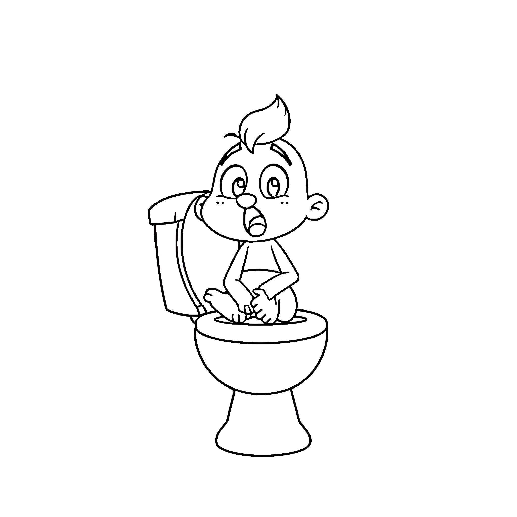 Bitzee enjoying a restroom break Coloring Page (free black-and-white line drawing printable PDF for all, from beginners to advanced learners, including children, teens, adults, and seniors)