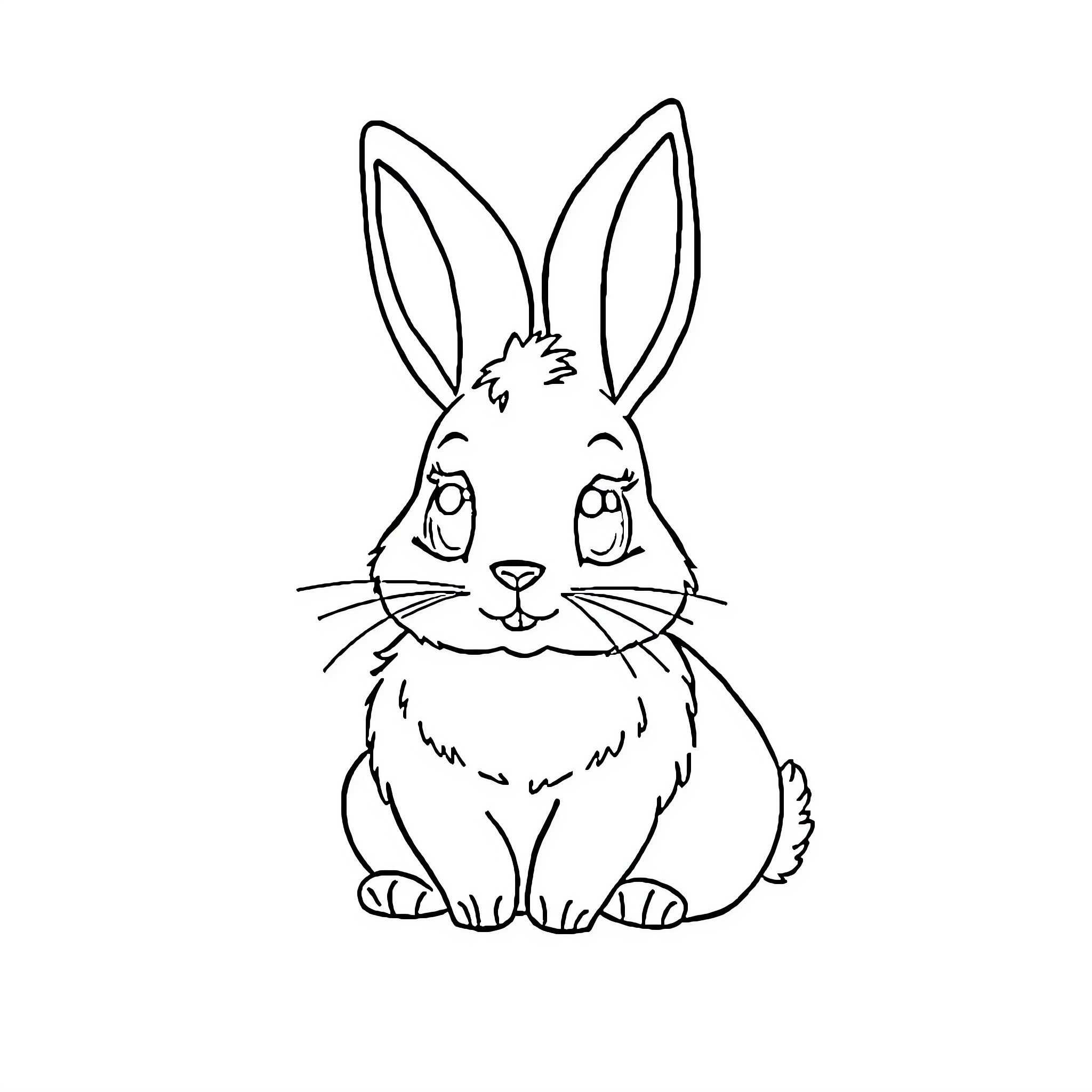 Bunny with expressive features and posture Coloring Page (free black-and-white line drawing printable PDF for all, from beginners to advanced learners, including children, teens, adults, and seniors)