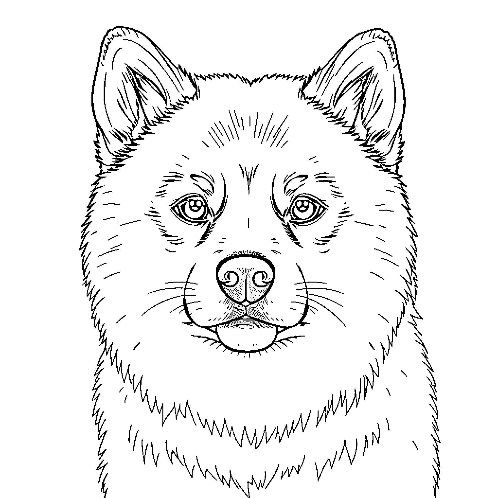 Shiba Inu portrayal in black and white sketch Coloring Page (free black-and-white line drawing printable PDF for all, from beginners to advanced learners, including children, teens, adults, and seniors)