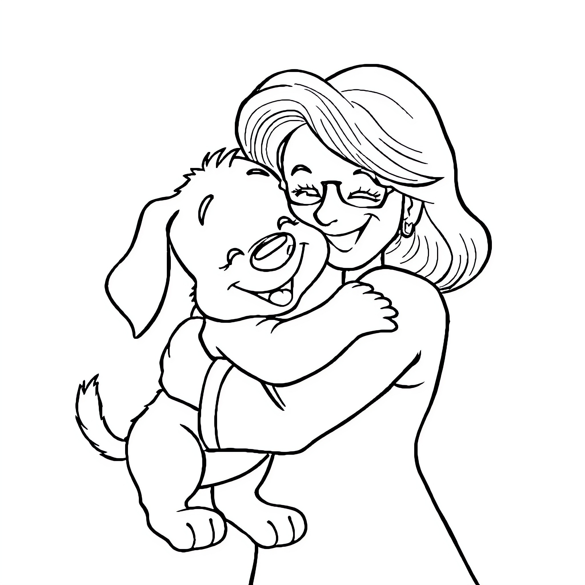 Bluey enjoying a playful moment with her furry friend Coloring Page (free black-and-white line drawing printable PDF for all, from beginners to advanced learners, including children, teens, adults, and seniors)