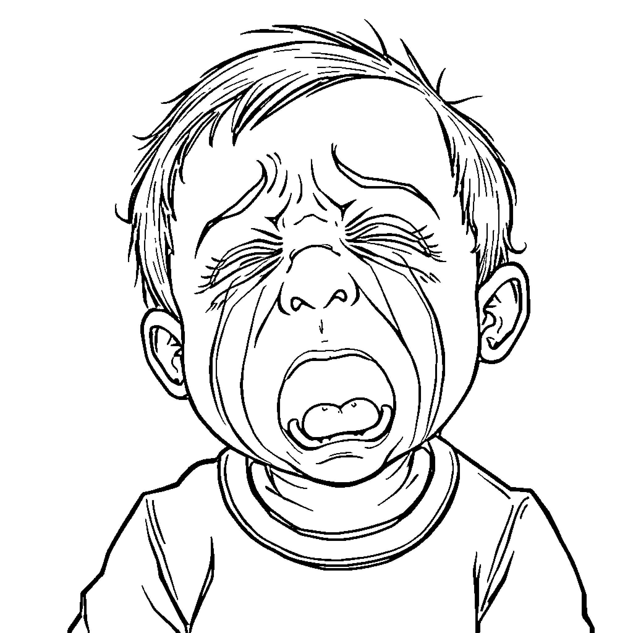 Child expressing strong emotions Coloring Page (free black-and-white line drawing printable PDF for all, from beginners to advanced learners, including children, teens, adults, and seniors)