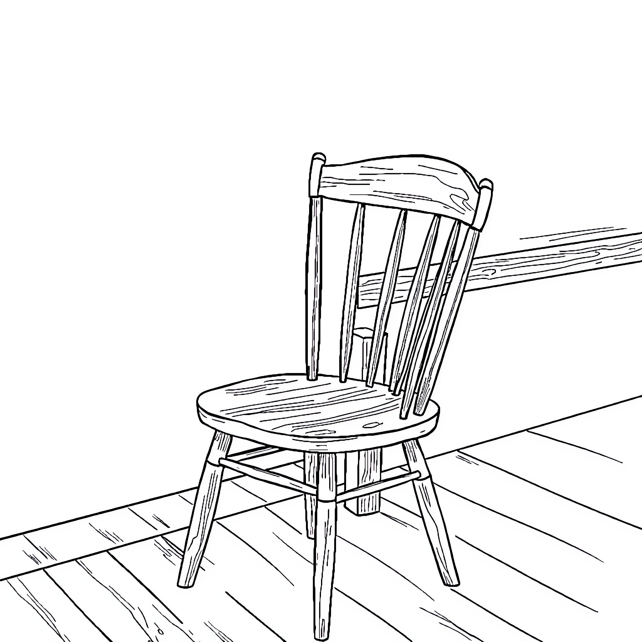 Chair in simple sketch-like drawing Coloring Page (free black-and-white line drawing printable PDF for all, from beginners to advanced learners, including children, teens, adults, and seniors)