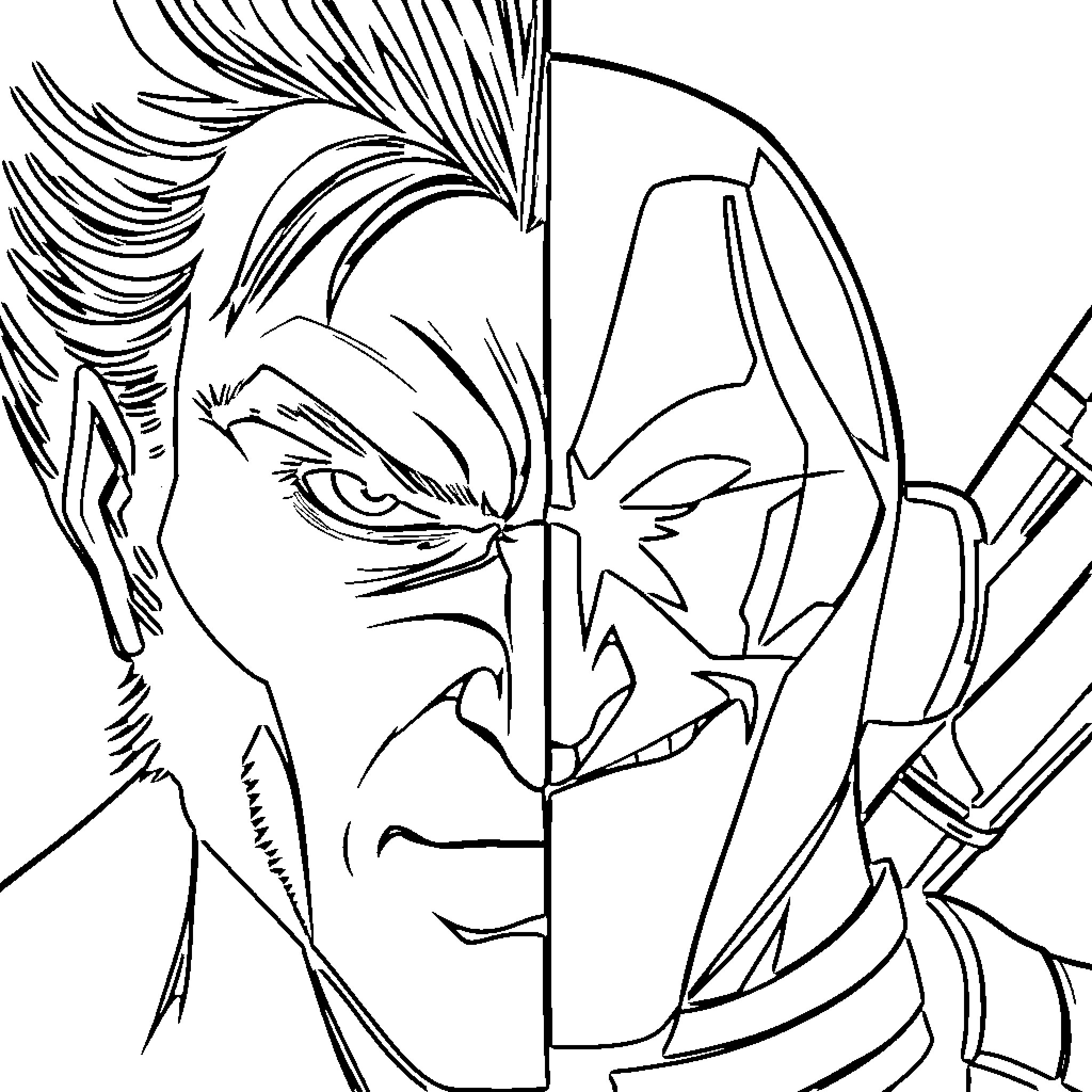 Wolverine's intense gaze and fierce combat pose Coloring Page (free black-and-white line drawing printable PDF for all, from beginners to advanced learners, including children, teens, adults, and seniors)
