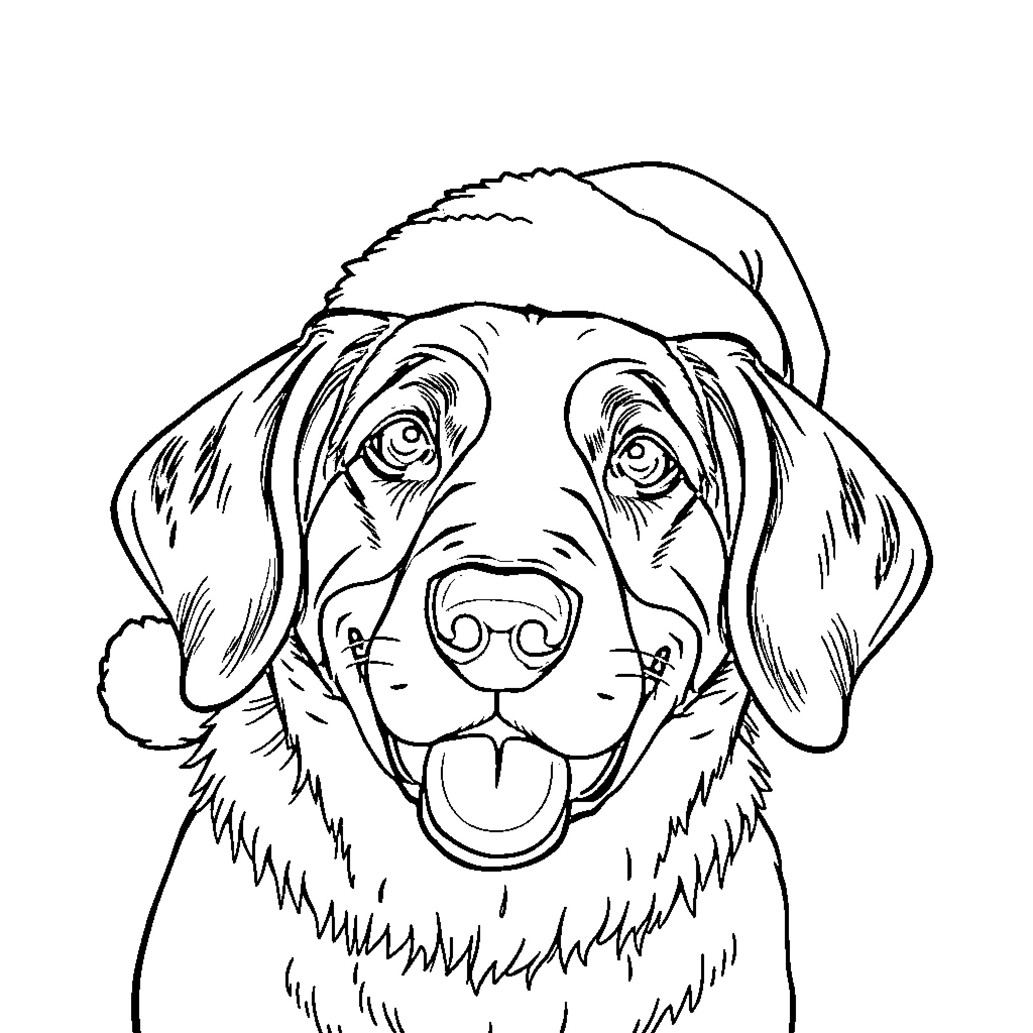 Beagle with a happy expression Coloring Page (free black-and-white line drawing printable PDF for all, from beginners to advanced learners, including children, teens, adults, and seniors)