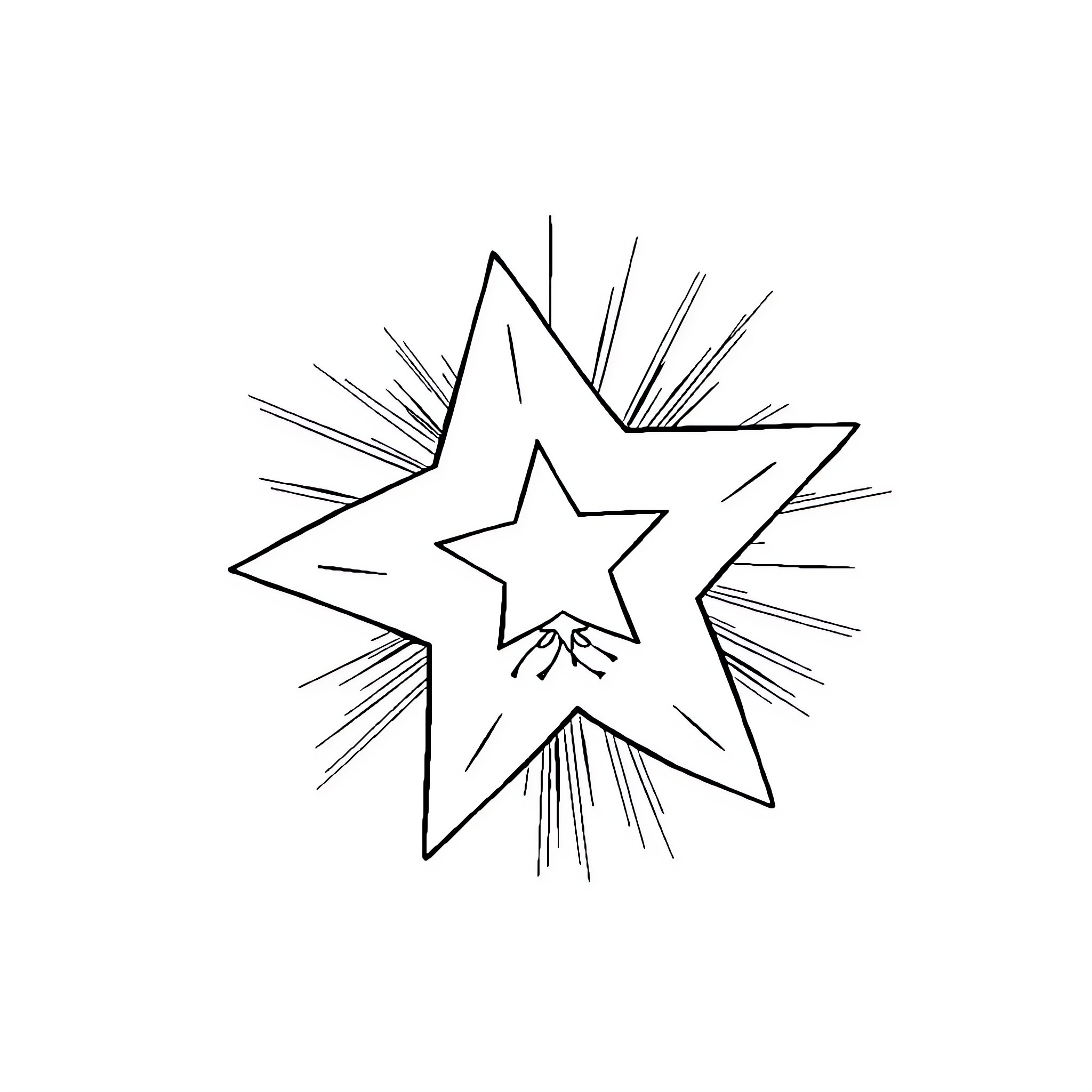 Star bursting with energy and light Coloring Page (free black-and-white line drawing printable PDF for all, from beginners to advanced learners, including children, teens, adults, and seniors)