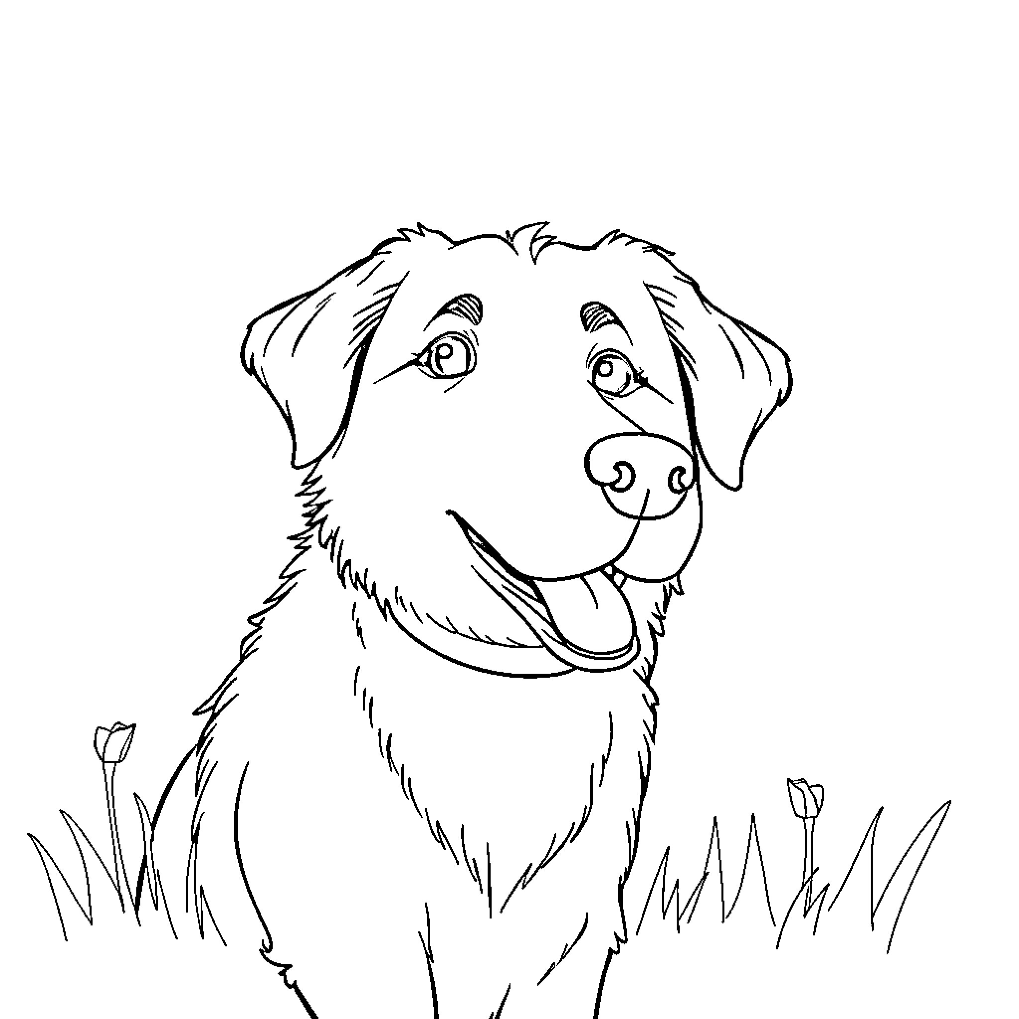 Friend playing with spring flowers Coloring Page (free black-and-white line drawing printable PDF for all, from beginners to advanced learners, including children, teens, adults, and seniors)