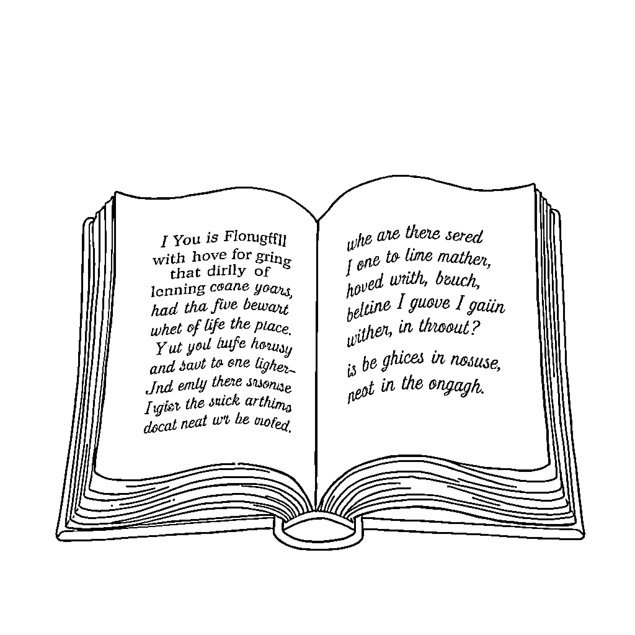 Bible Verse Revealed in Open Book Coloring Page (free black-and-white line drawing printable PDF for all, from beginners to advanced learners, including children, teens, adults, and seniors)