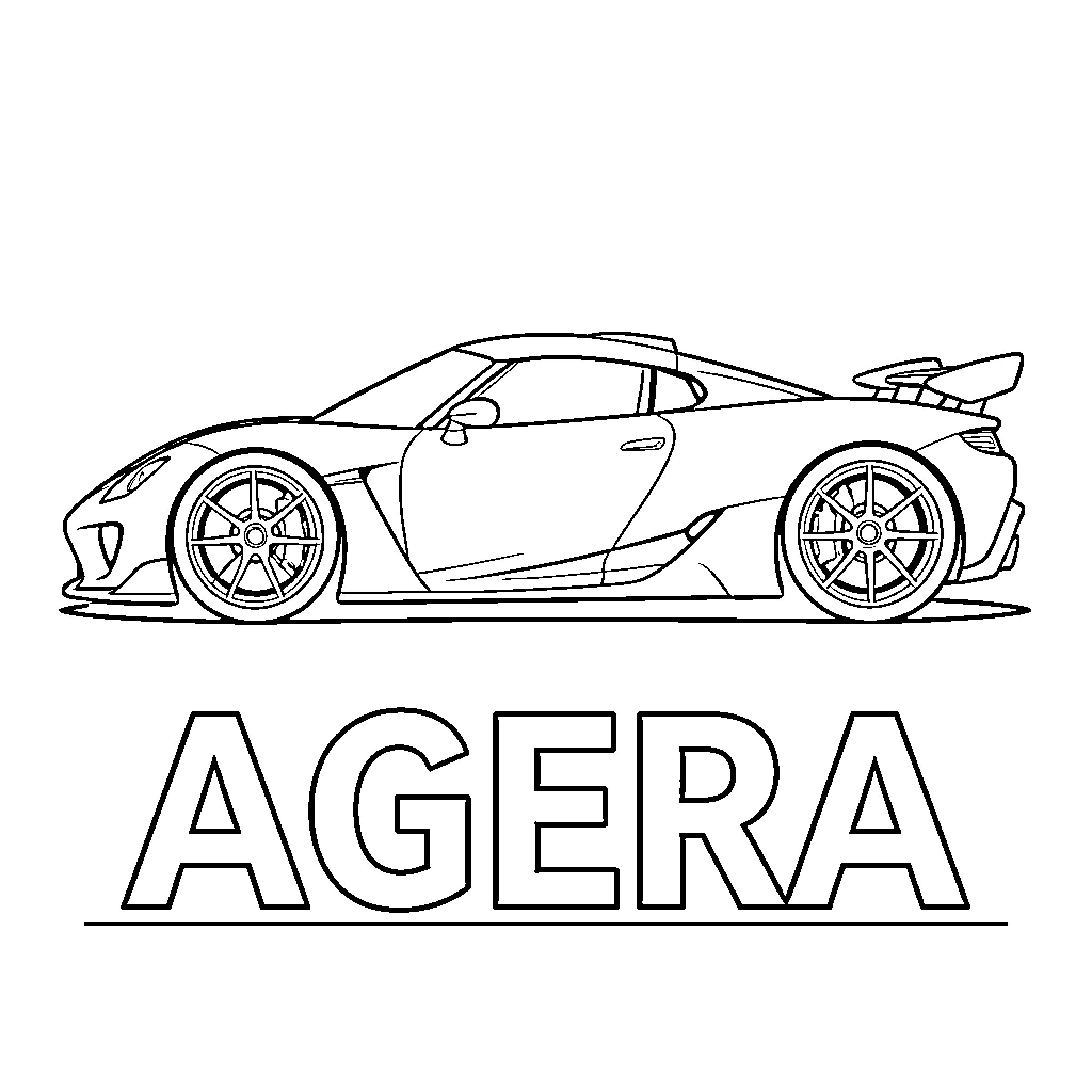 Koenigsegg Agera parked in a side profile view Coloring Page (free black-and-white line drawing printable PDF for all, from beginners to advanced learners, including children, teens, adults, and seniors)