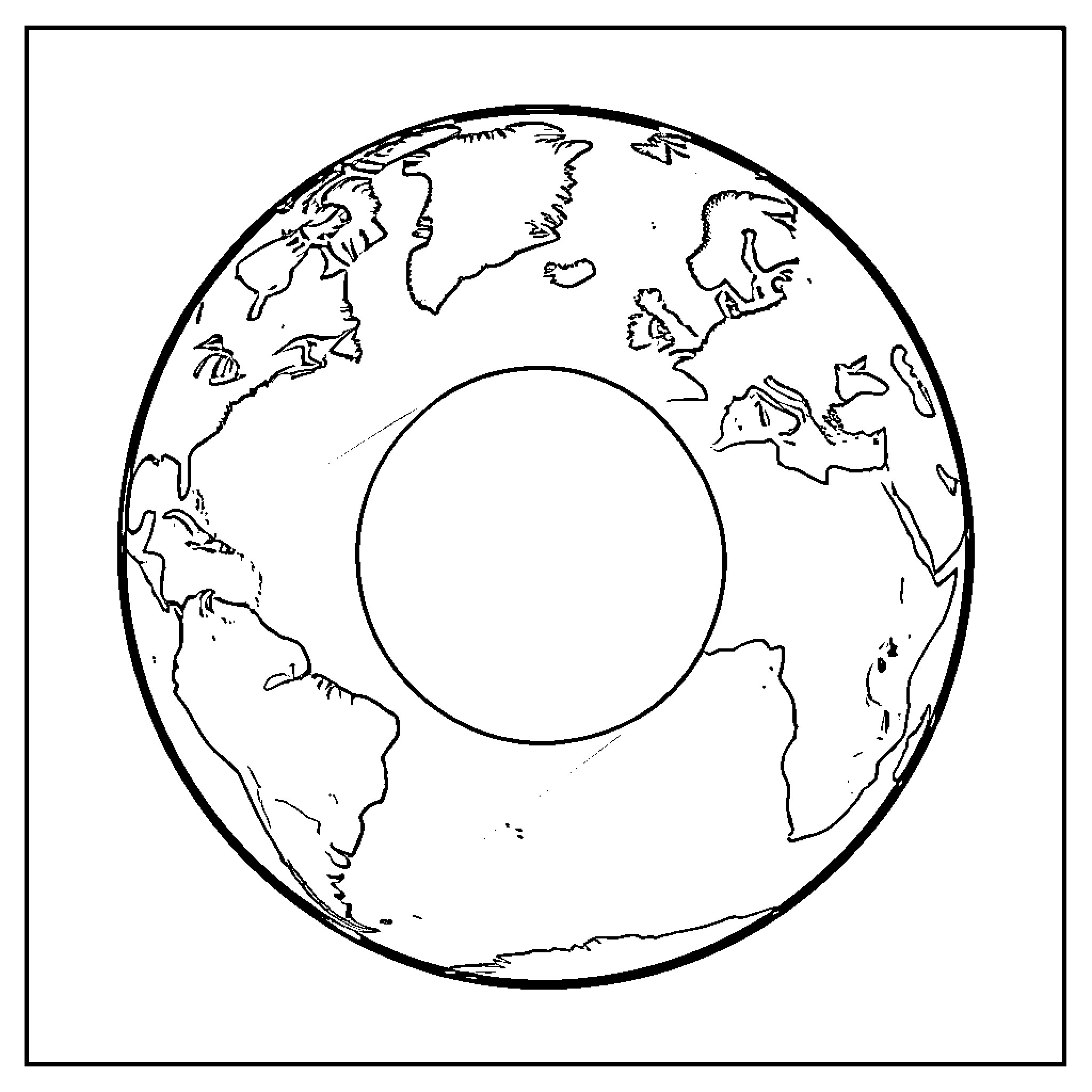 Eclipse occurring over the view of Earth Coloring Page (free black-and-white line drawing printable PDF for all, from beginners to advanced learners, including children, teens, adults, and seniors)