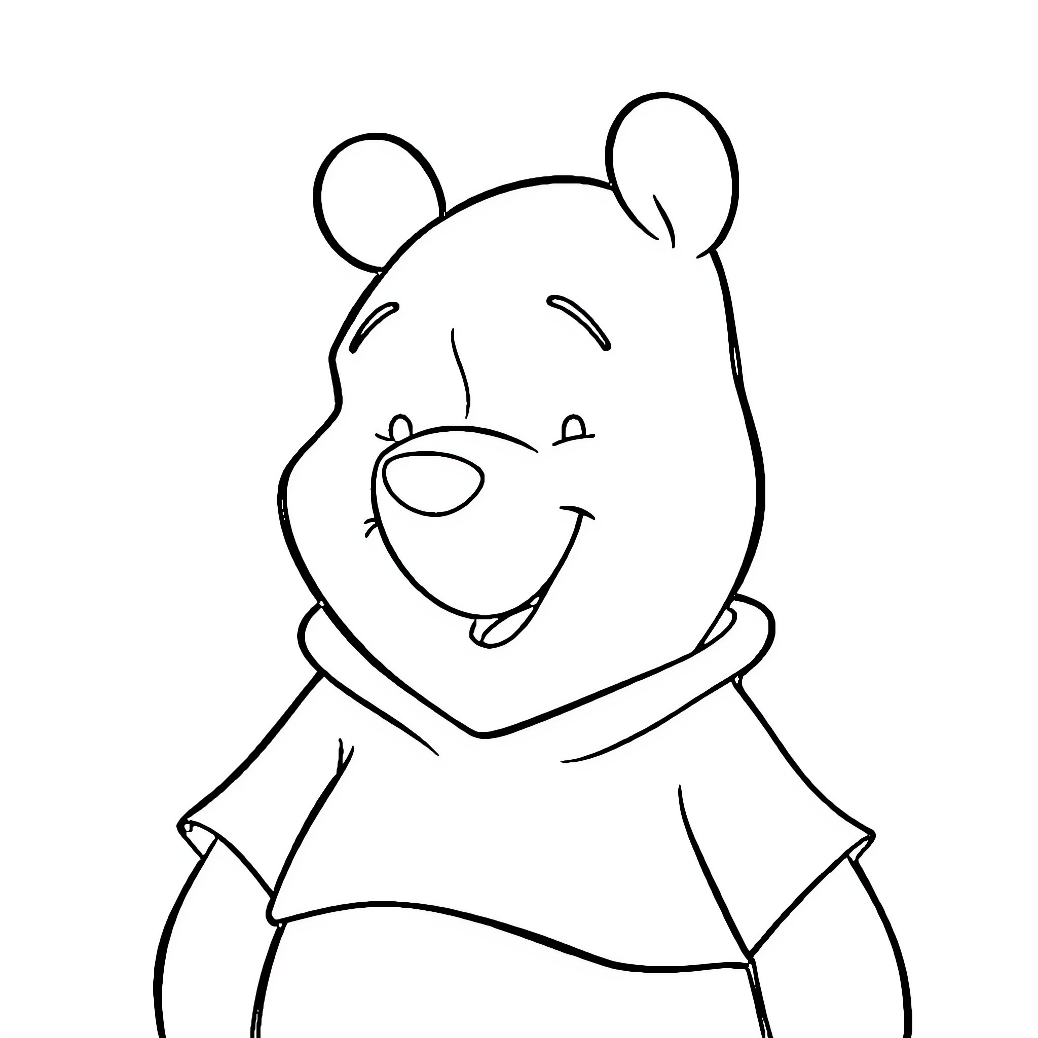 Winnie The Pooh in a Playful Mood Coloring Page (free black-and-white line drawing printable PDF for all, from beginners to advanced learners, including children, teens, adults, and seniors)