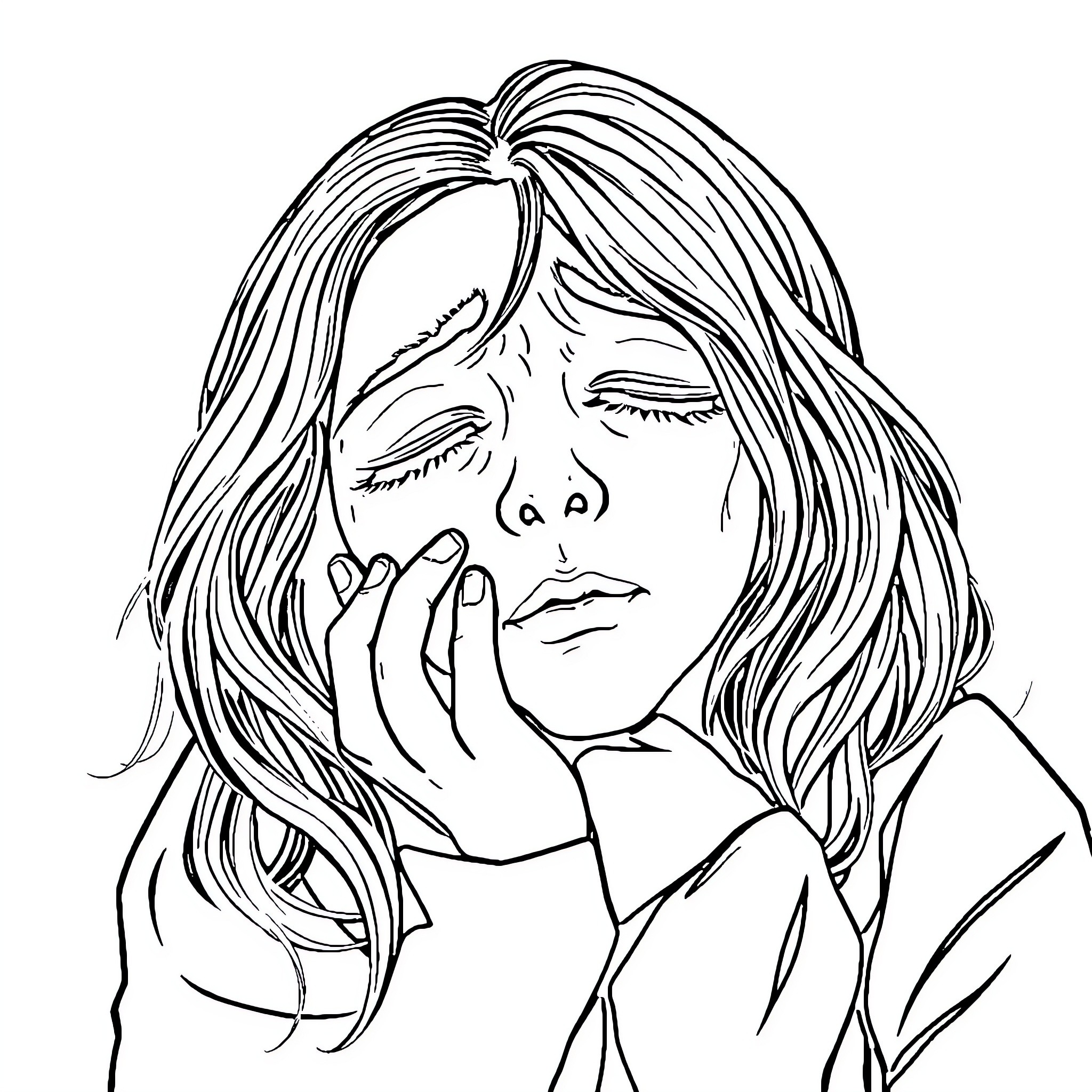 Loss of Comfort and Composure Coloring Page (free black-and-white line drawing printable PDF for all, from beginners to advanced learners, including children, teens, adults, and seniors)