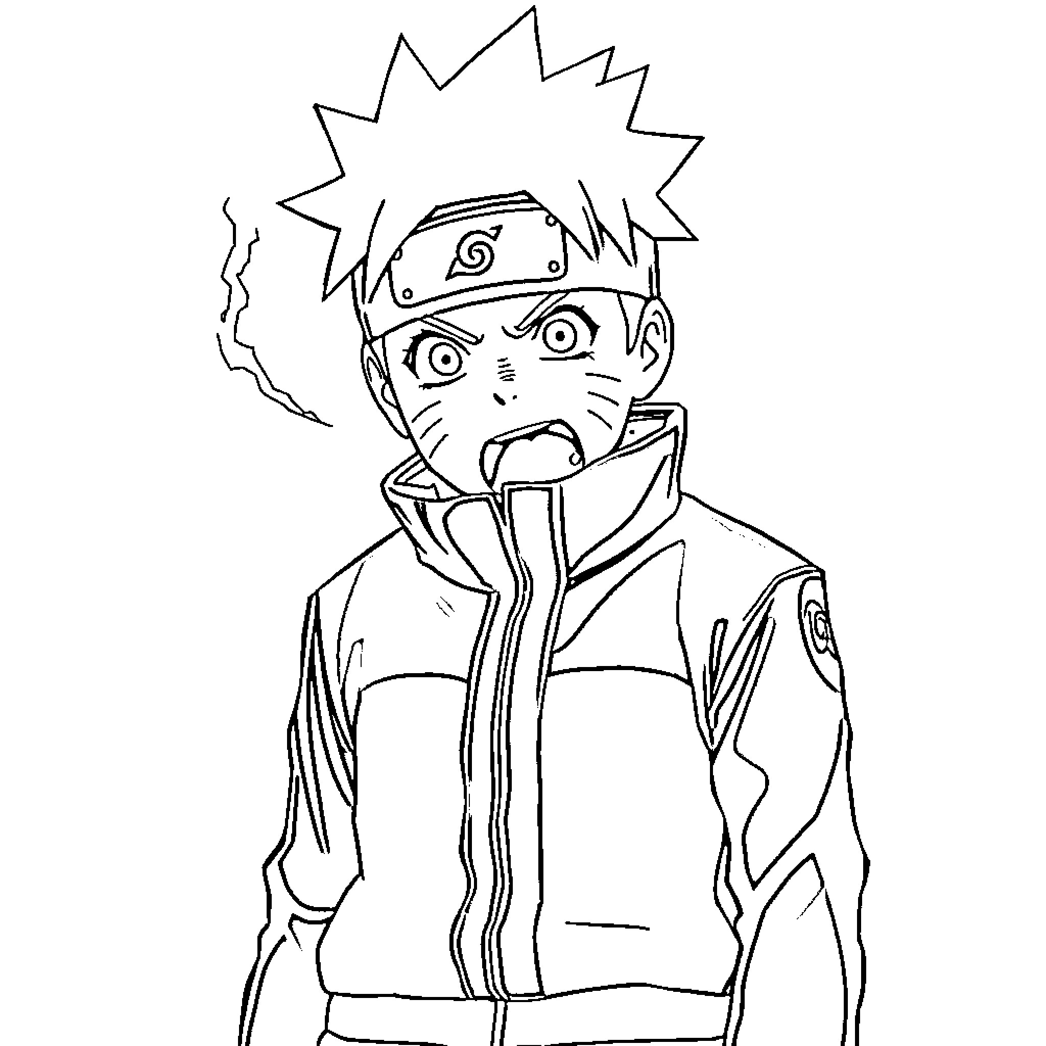 Naruto Ninja in Action Pose Coloring Page (free black-and-white line drawing printable PDF for all, from beginners to advanced learners, including children, teens, adults, and seniors)