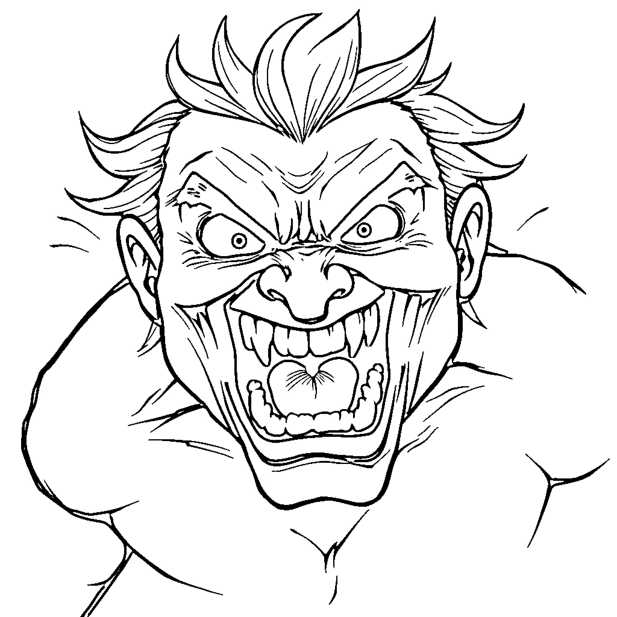 Word Angry Scary Cartoon Character Illustration Coloring Page (free black-and-white line drawing printable PDF for all, from beginners to advanced learners, including children, teens, adults, and seniors)